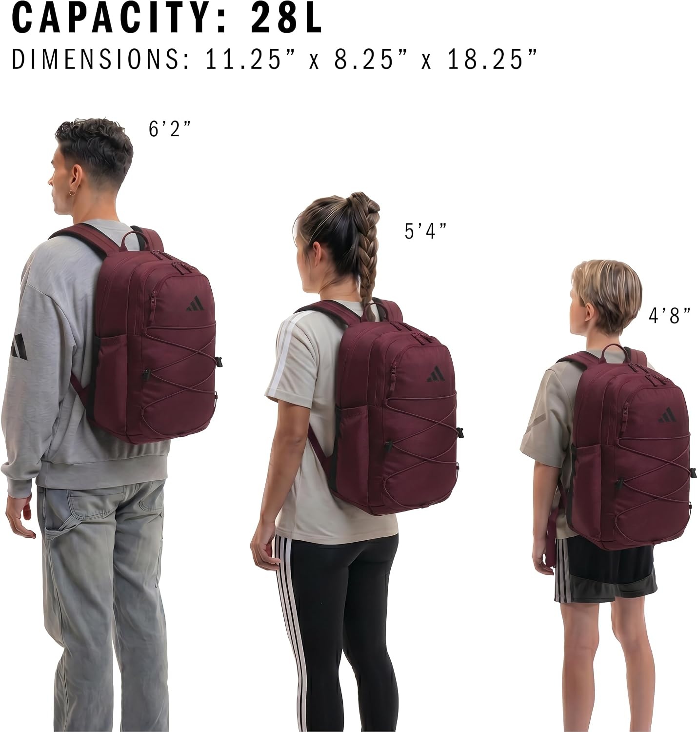 image:imageadidas Amplifier Backpack for Laptop School and Gym 28LMaroonBlackBungee