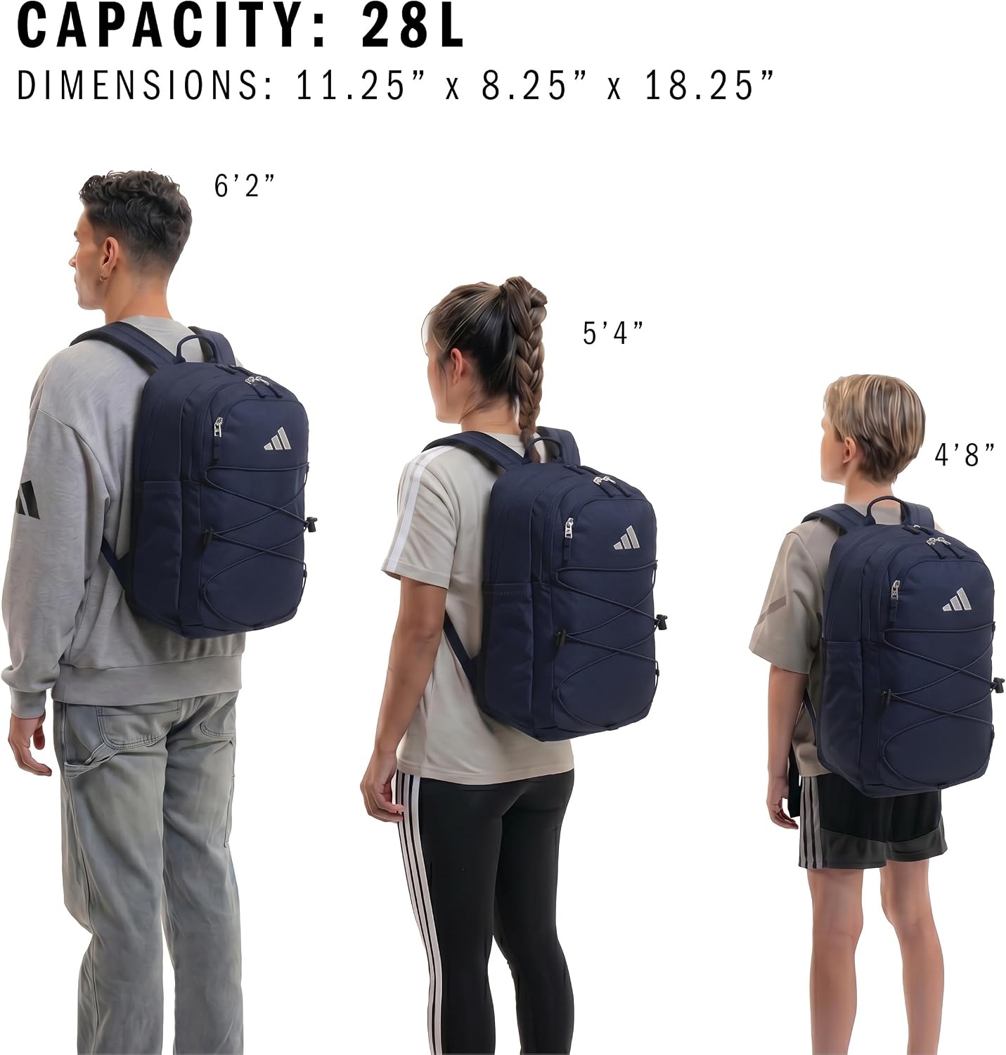image:imageadidas Amplifier Backpack for Laptop School and Gym 28LNight IndigoBlackBungee