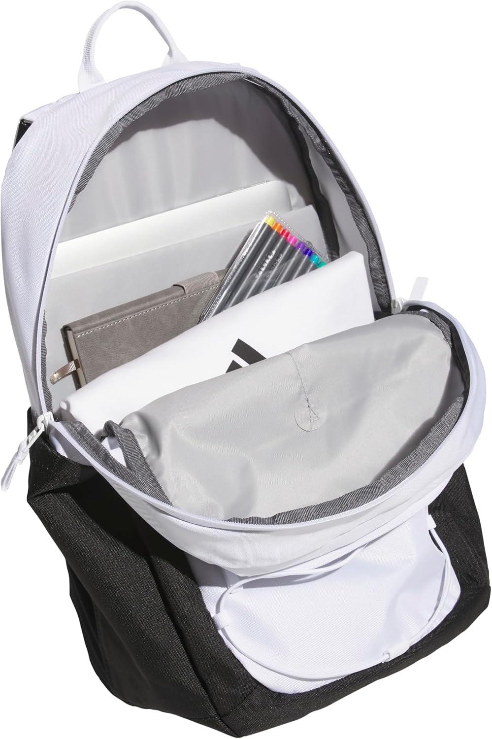image:imageadidas Amplifier Backpack for Laptop School and Gym 28LWhiteBlackBungee