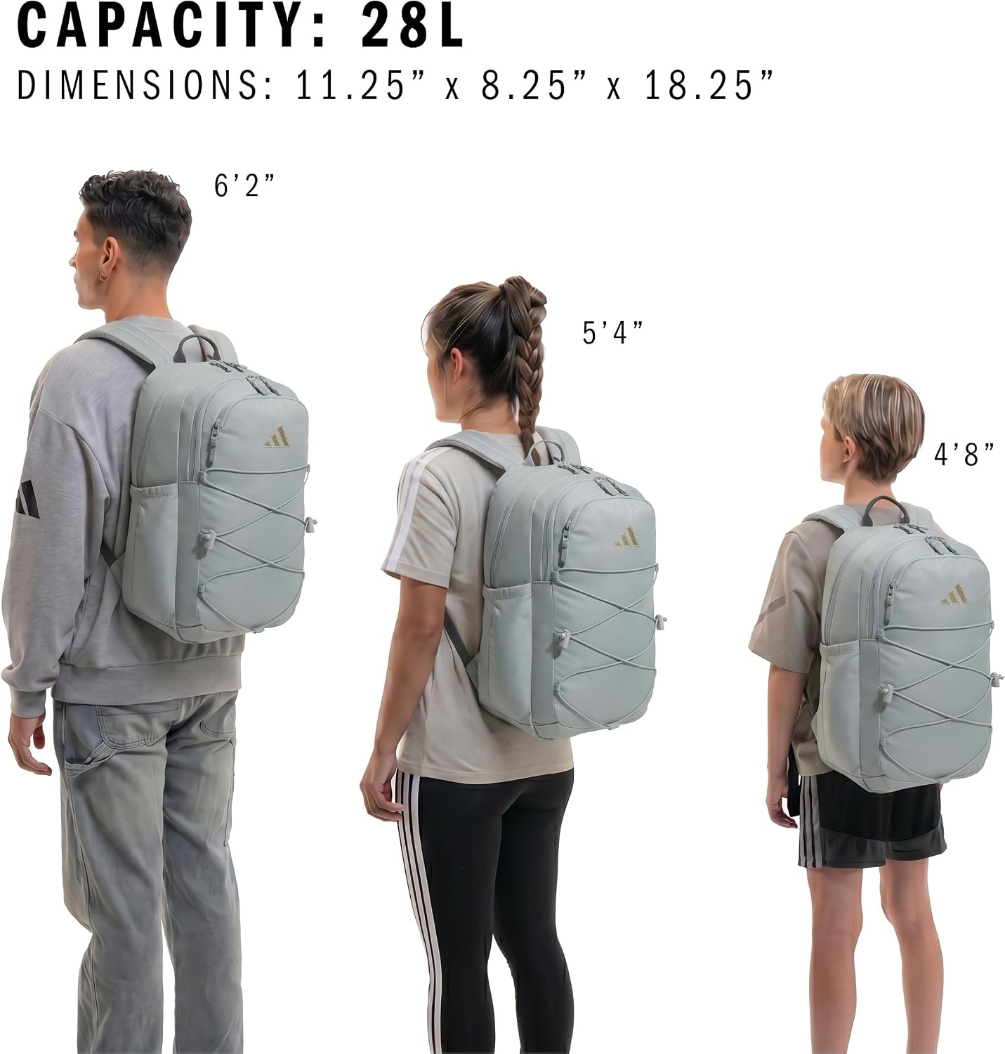 image:imageadidas Amplifier Backpack for Laptop School and Gym 28LWonder Sage GreenWhiteBungee