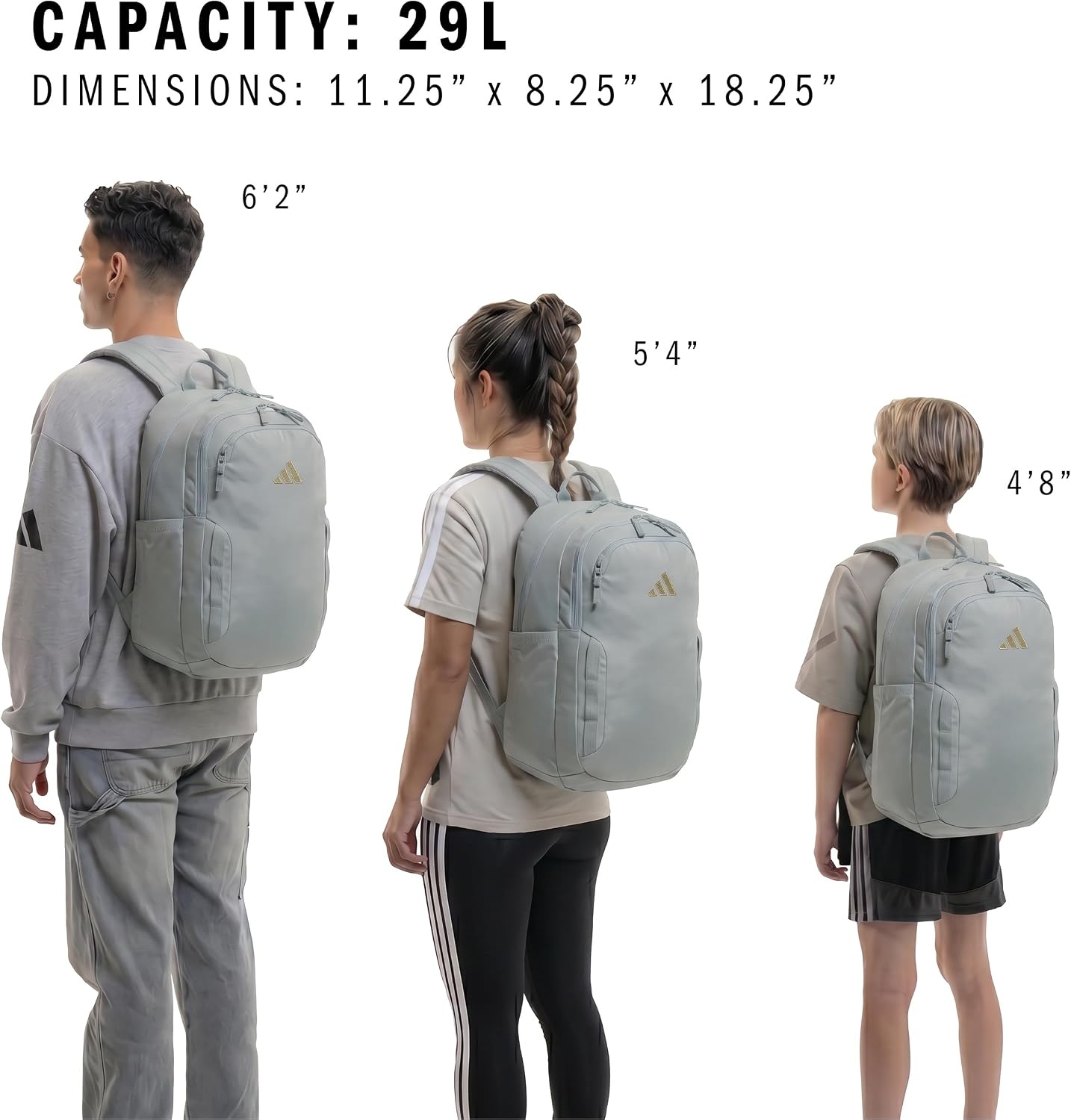 image:imageadidas Amplifier Backpack for Laptop School and Gym 28LWonder Sage GreenWhiteRegular