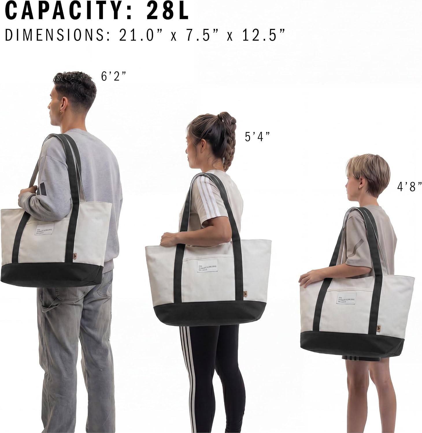 image:imageadidas Canvas Court Tote Bag Roomy Interior Interior Pockets Comfortable Straps Durable Build Everyday amp Court ReadyBlackOff White2Regular 28l