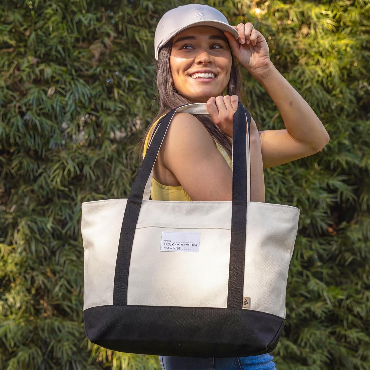 image:imageadidas Canvas Court Tote Bag Roomy Interior Interior Pockets Comfortable Straps Durable Build Everyday amp Court ReadyBlackOff White2Regular 28l