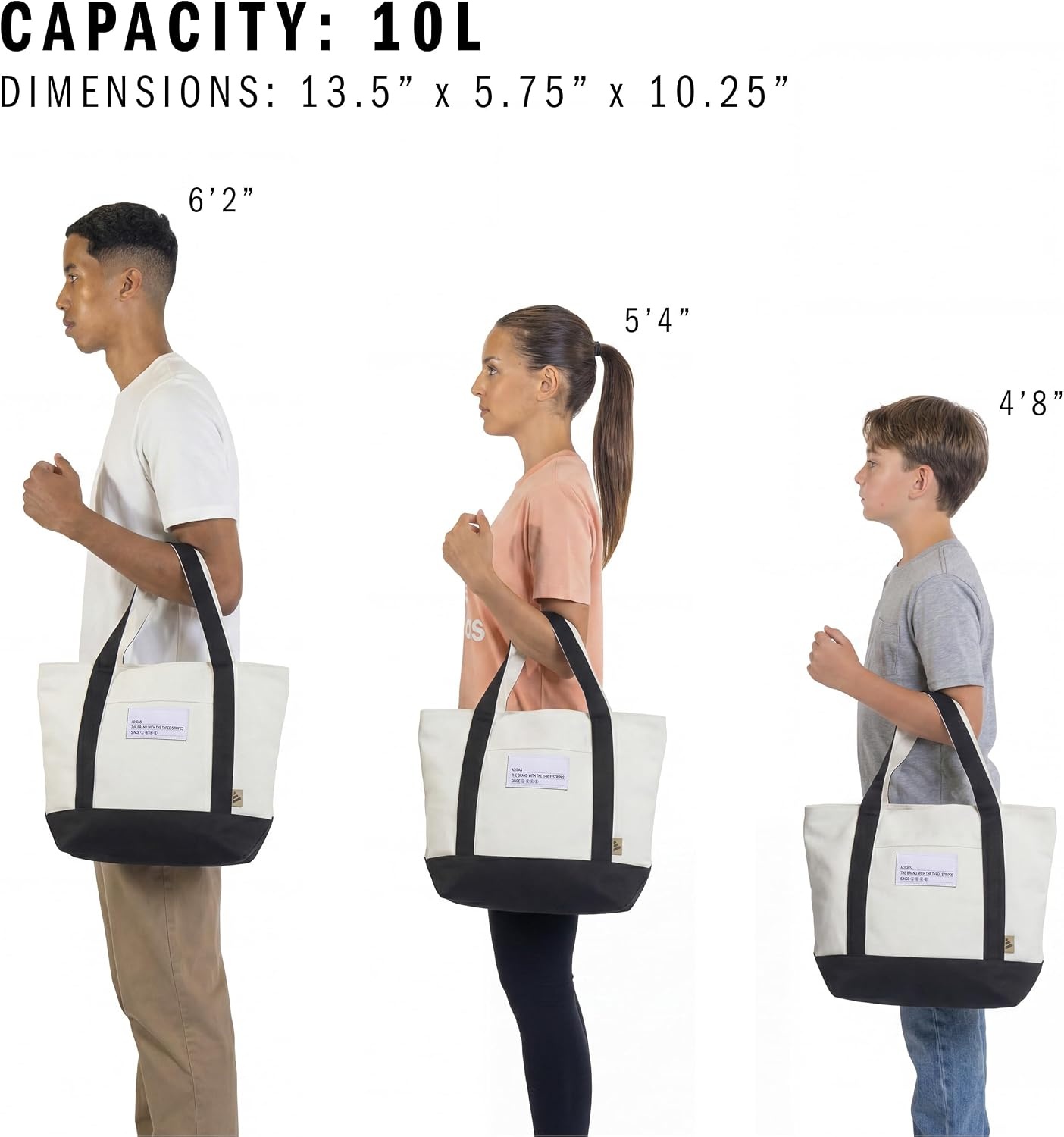 image:imageadidas Canvas Court Tote Bag Roomy Interior Interior Pockets Comfortable Straps Durable Build Everyday amp Court ReadyBlackOff WhiteMini 10l