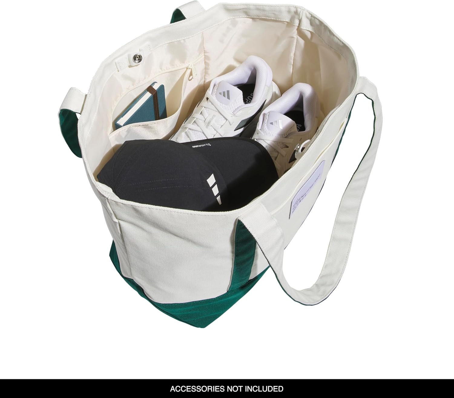 image:imageadidas Canvas Court Tote Bag Roomy Interior Interior Pockets Comfortable Straps Durable Build Everyday amp Court ReadyCollegiate GreenOff White2Regular 28l