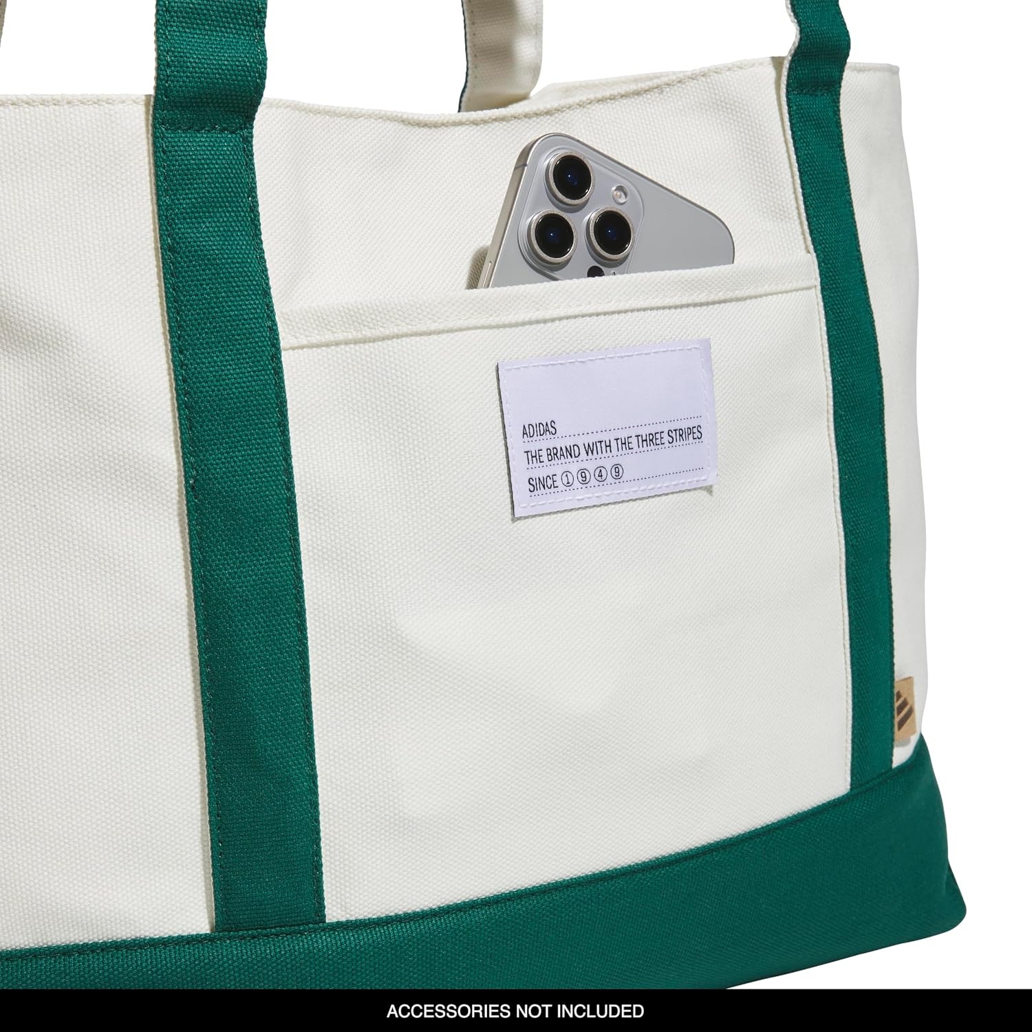 image:imageadidas Canvas Court Tote Bag Roomy Interior Interior Pockets Comfortable Straps Durable Build Everyday amp Court ReadyCollegiate GreenOff White2Regular 28l