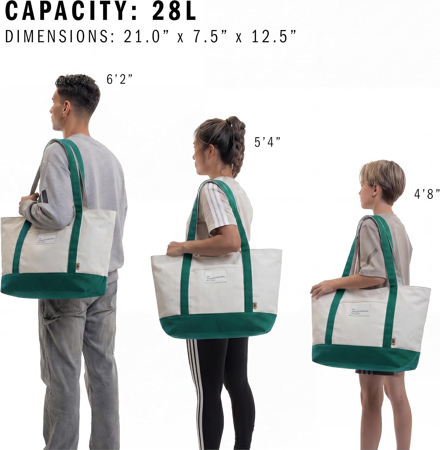 image:imageadidas Canvas Court Tote Bag Roomy Interior Interior Pockets Comfortable Straps Durable Build Everyday amp Court ReadyCollegiate GreenOff White2Regular 28l