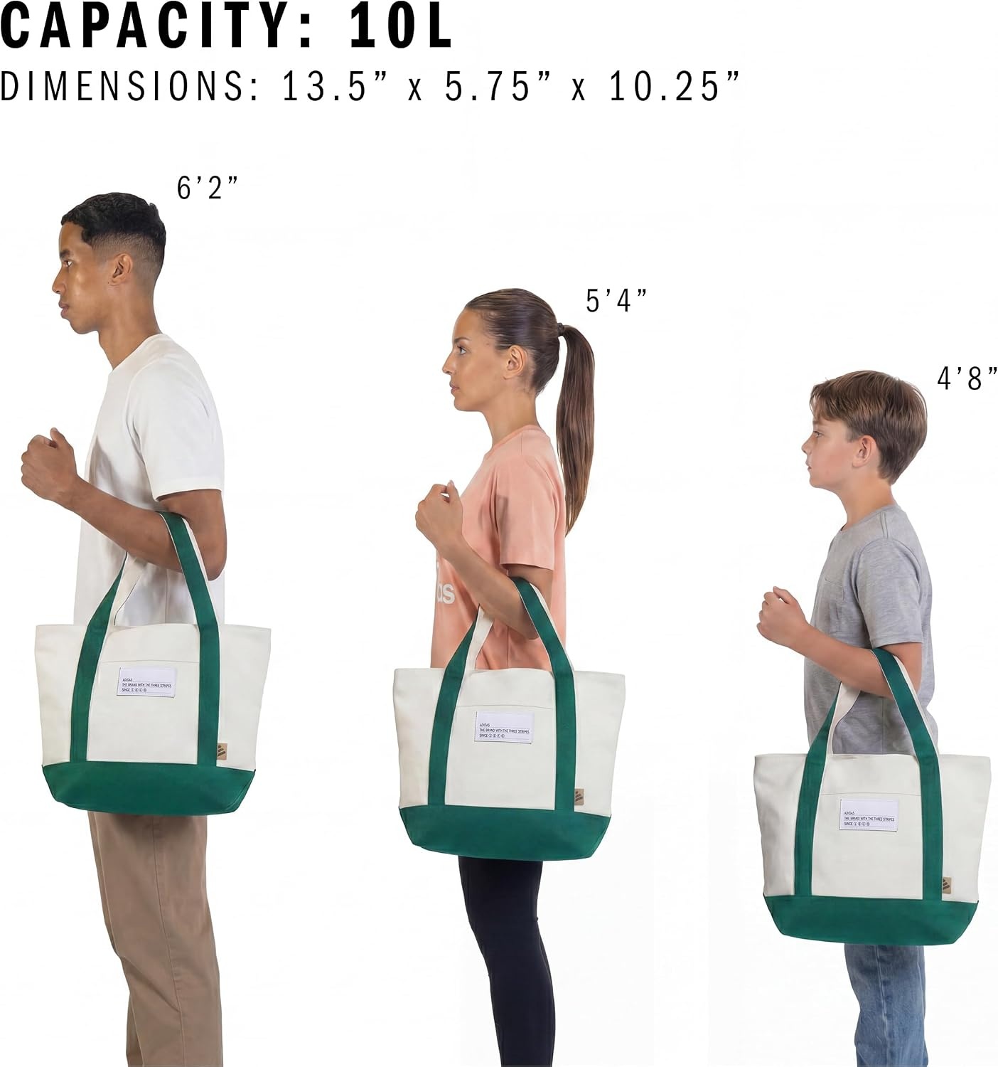 image:imageadidas Canvas Court Tote Bag Roomy Interior Interior Pockets Comfortable Straps Durable Build Everyday amp Court ReadyCollegiate GreenOff WhiteMini 10l