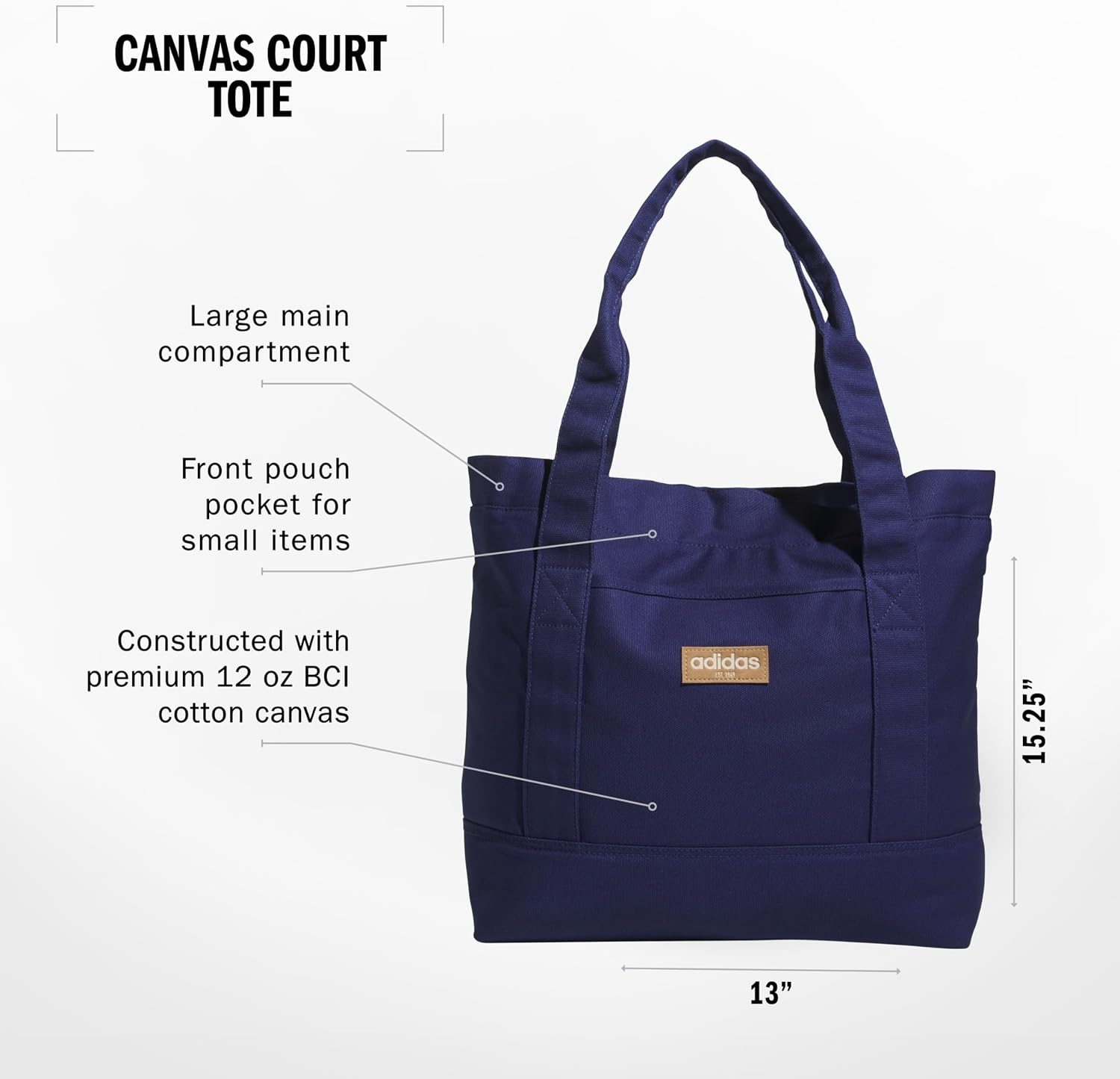 image:imageadidas Canvas Court Tote Bag Roomy Interior Interior Pockets Comfortable Straps Durable Build Everyday amp Court ReadyDark Blue1Regular 28l