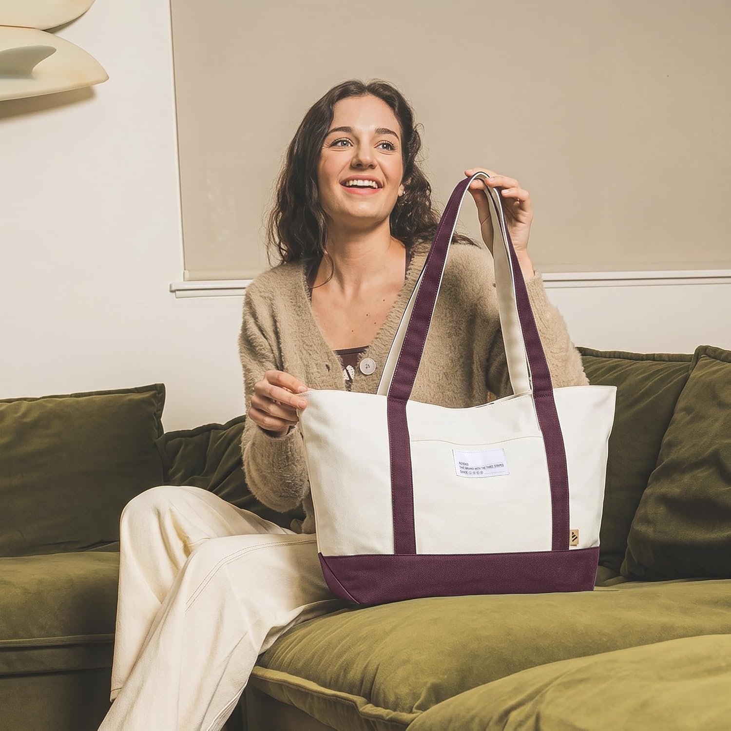 image:imageadidas Canvas Court Tote Bag Roomy Interior Interior Pockets Comfortable Straps Durable Build Everyday amp Court ReadyMaroonOff White2Regular 28l