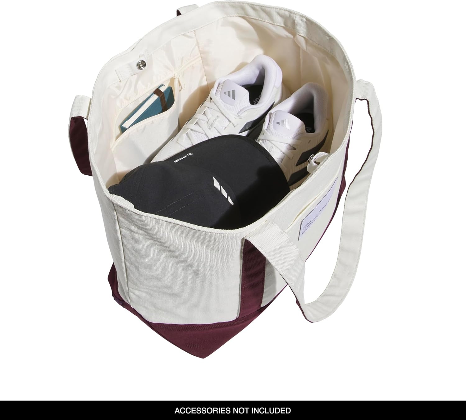 image:imageadidas Canvas Court Tote Bag Roomy Interior Interior Pockets Comfortable Straps Durable Build Everyday amp Court ReadyMaroonOff White2Regular 28l