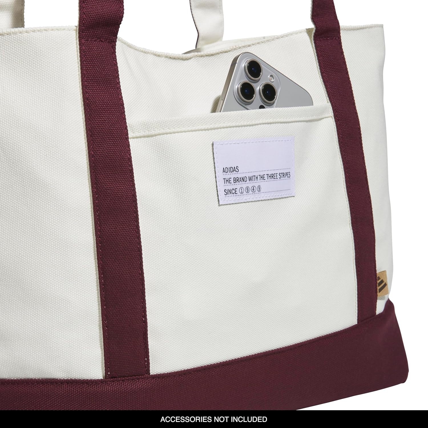 image:imageadidas Canvas Court Tote Bag Roomy Interior Interior Pockets Comfortable Straps Durable Build Everyday amp Court ReadyMaroonOff White2Regular 28l
