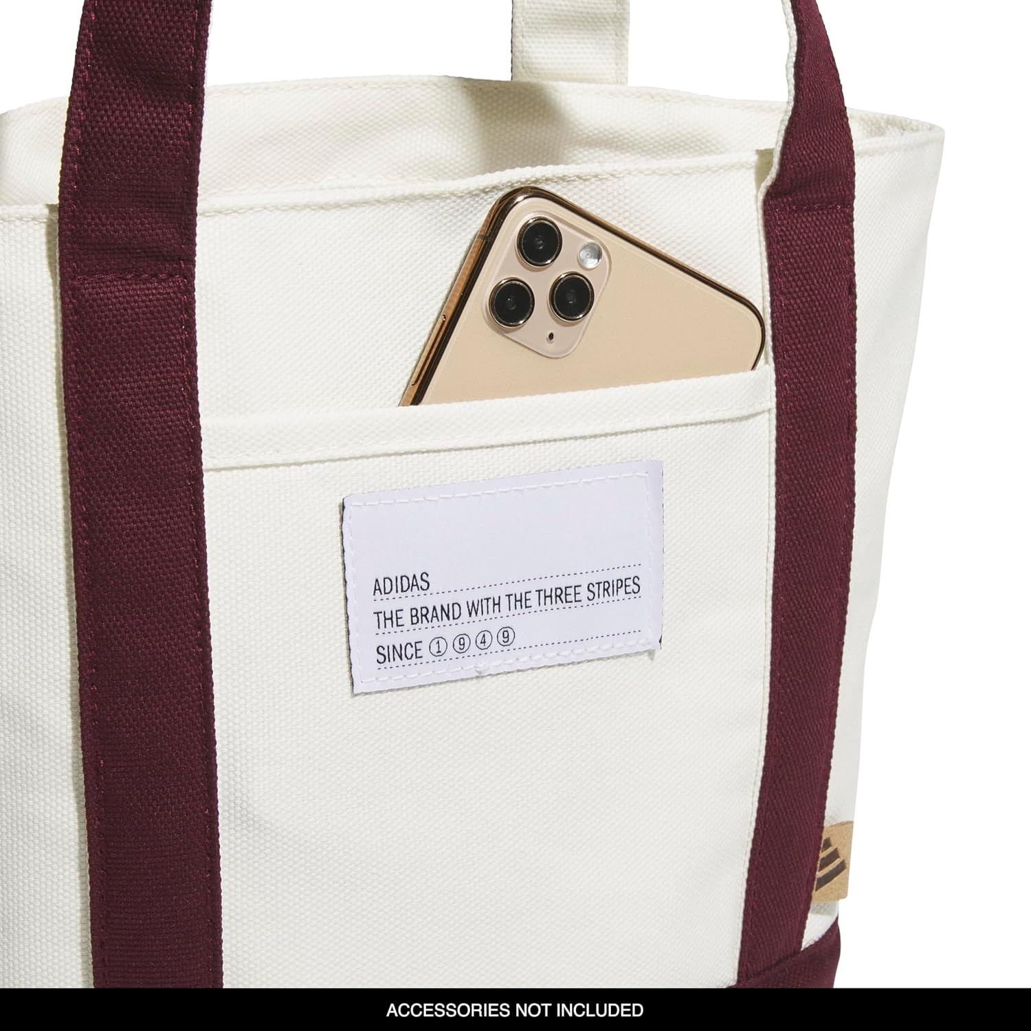 image:imageadidas Canvas Court Tote Bag Roomy Interior Interior Pockets Comfortable Straps Durable Build Everyday amp Court ReadyMaroonOff WhiteMini 10l