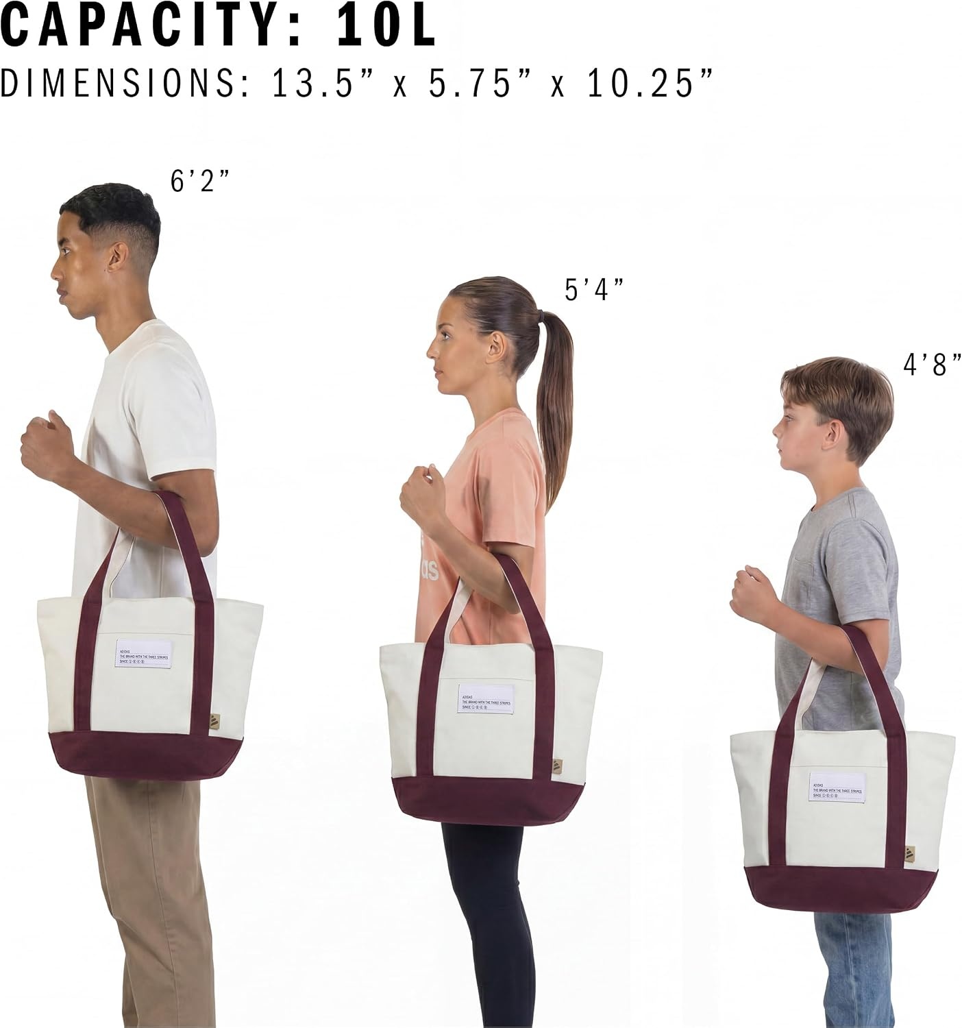 image:imageadidas Canvas Court Tote Bag Roomy Interior Interior Pockets Comfortable Straps Durable Build Everyday amp Court ReadyMaroonOff WhiteMini 10l