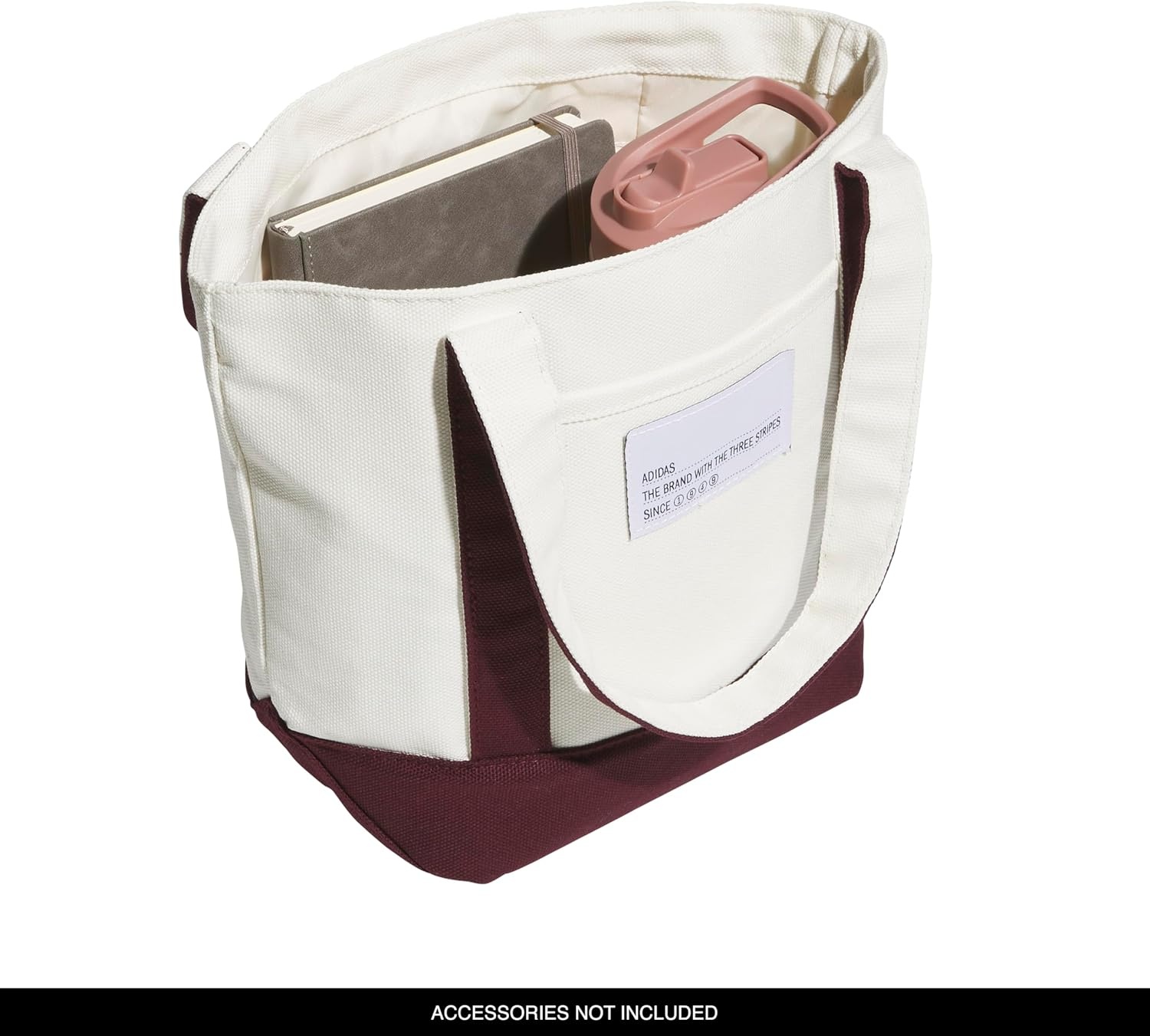 image:imageadidas Canvas Court Tote Bag Roomy Interior Interior Pockets Comfortable Straps Durable Build Everyday amp Court ReadyMaroonOff WhiteMini 10l
