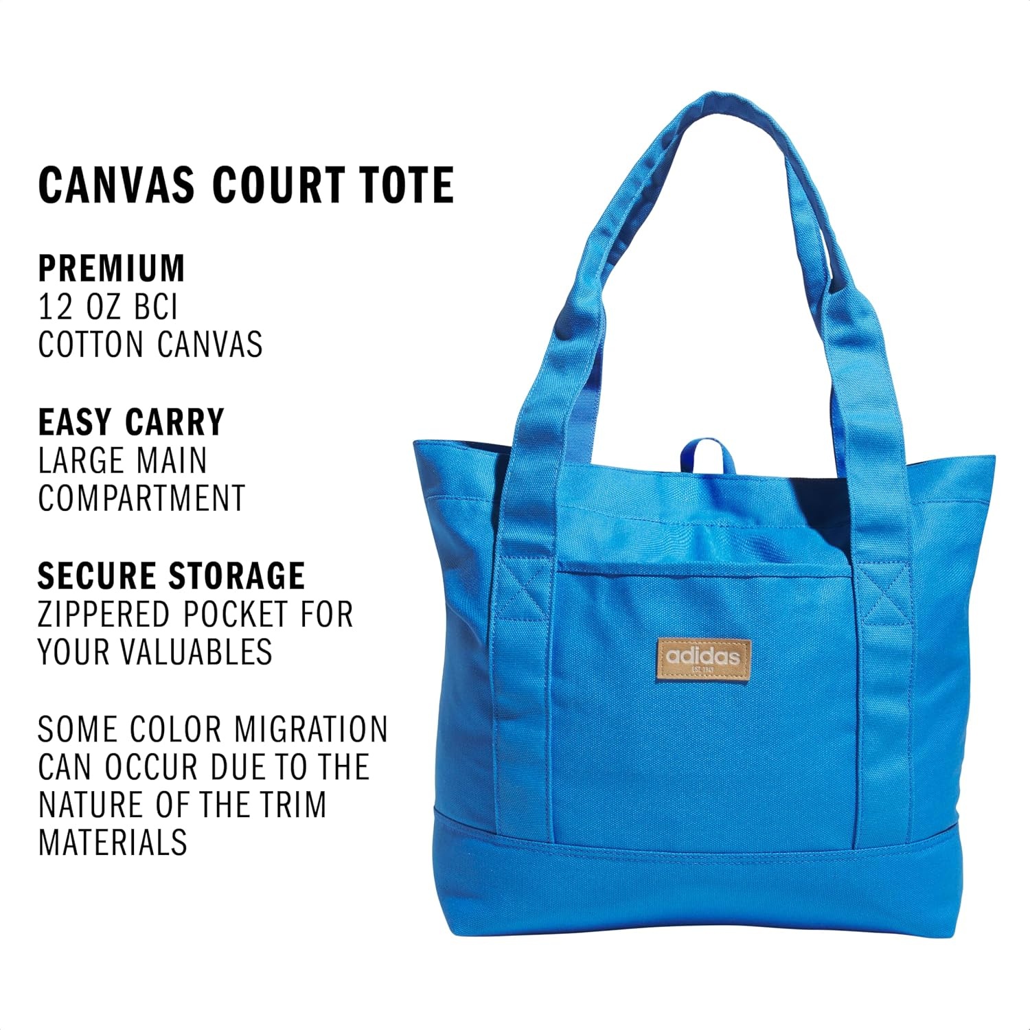 image:imageadidas Canvas Court Tote Bag Roomy Interior Interior Pockets Comfortable Straps Durable Build Everyday amp Court ReadyRay Blue1Regular 28l