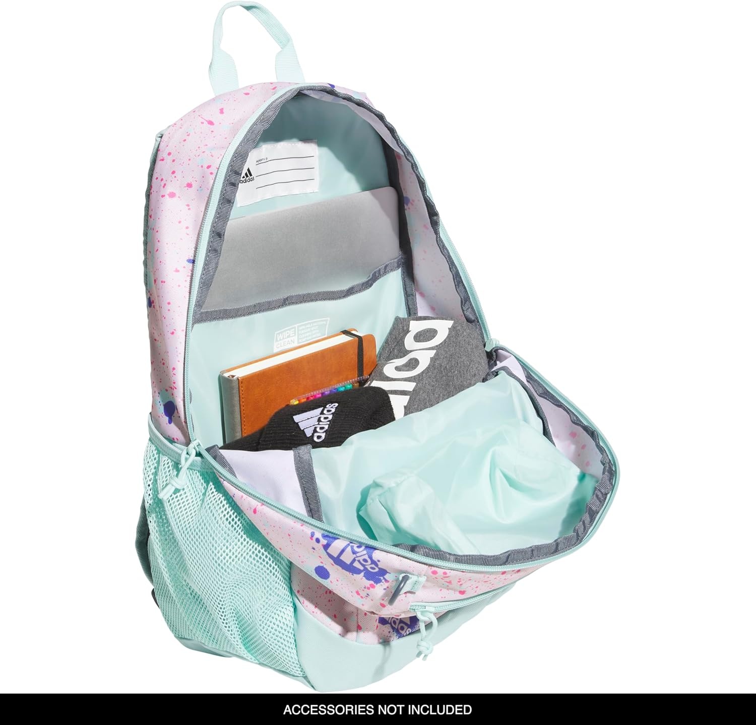 image:imageadidas Creator School Backpack 21L Padded Laptop Sleeve Durable Build RightSized For Kids Carries Comfortably Spills Wipe Away School Gym amp Travel ReadySplatter Sandy PinkSemi Flash Aqua Blue2