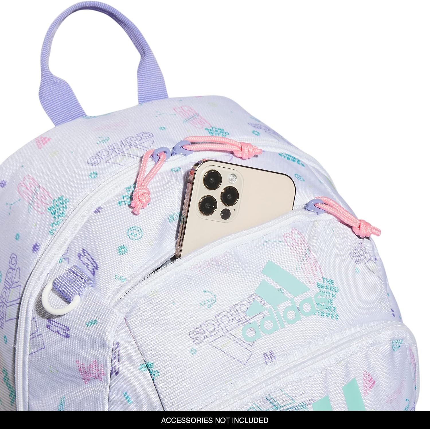 image:imageadidas Creator School Backpack 21L Padded Laptop Sleeve Durable Build RightSized For Kids Carries Comfortably Spills Wipe Away School Gym amp Travel ReadyIcon Brand Love WhiteFlash Aqua BlueLight Purple2