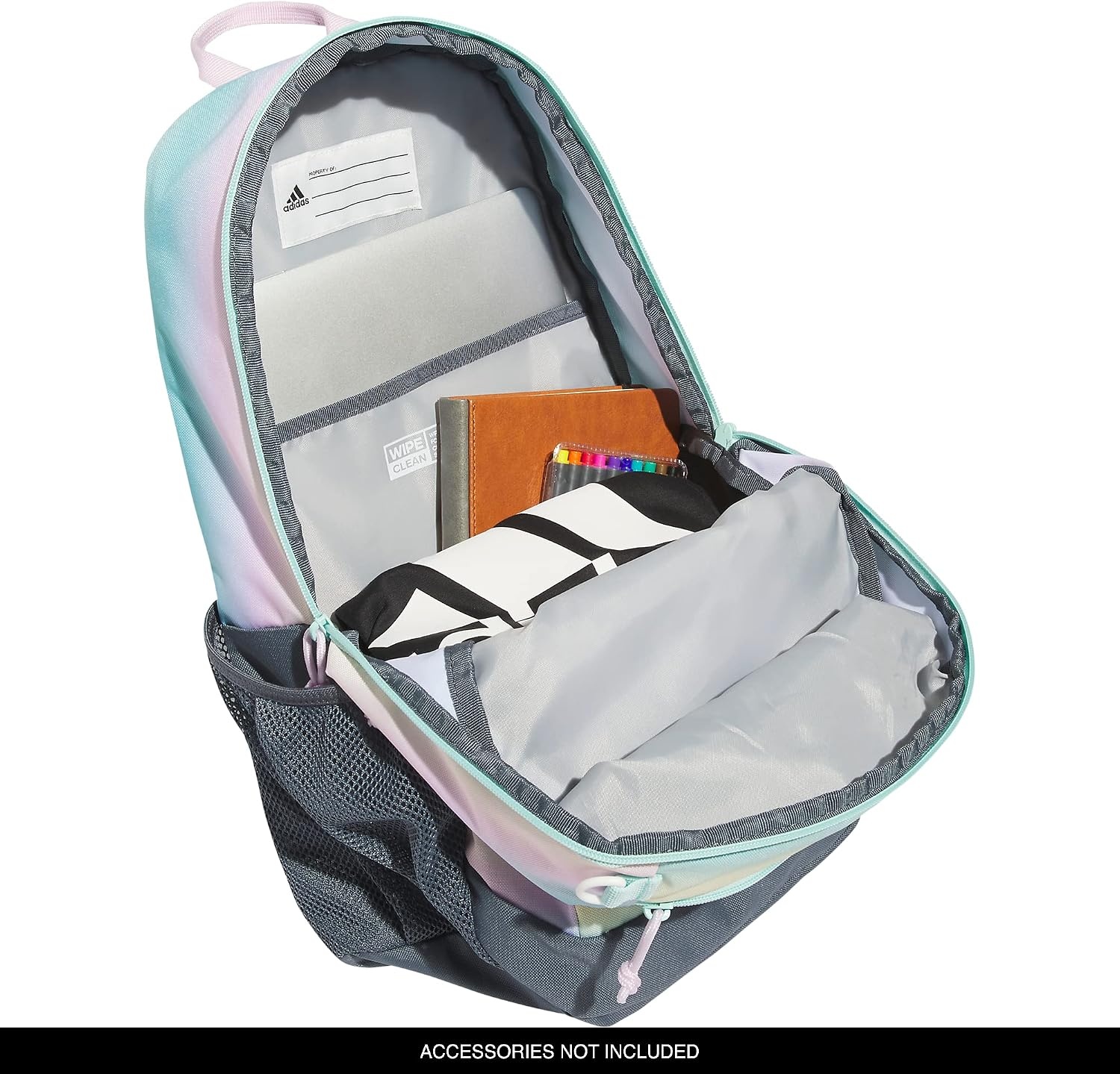image:imageadidas Creator School Backpack 21L Padded Laptop Sleeve Durable Build RightSized For Kids Carries Comfortably Spills Wipe Away School Gym amp Travel ReadyGradient Flash AquaOnix GreyWhite2