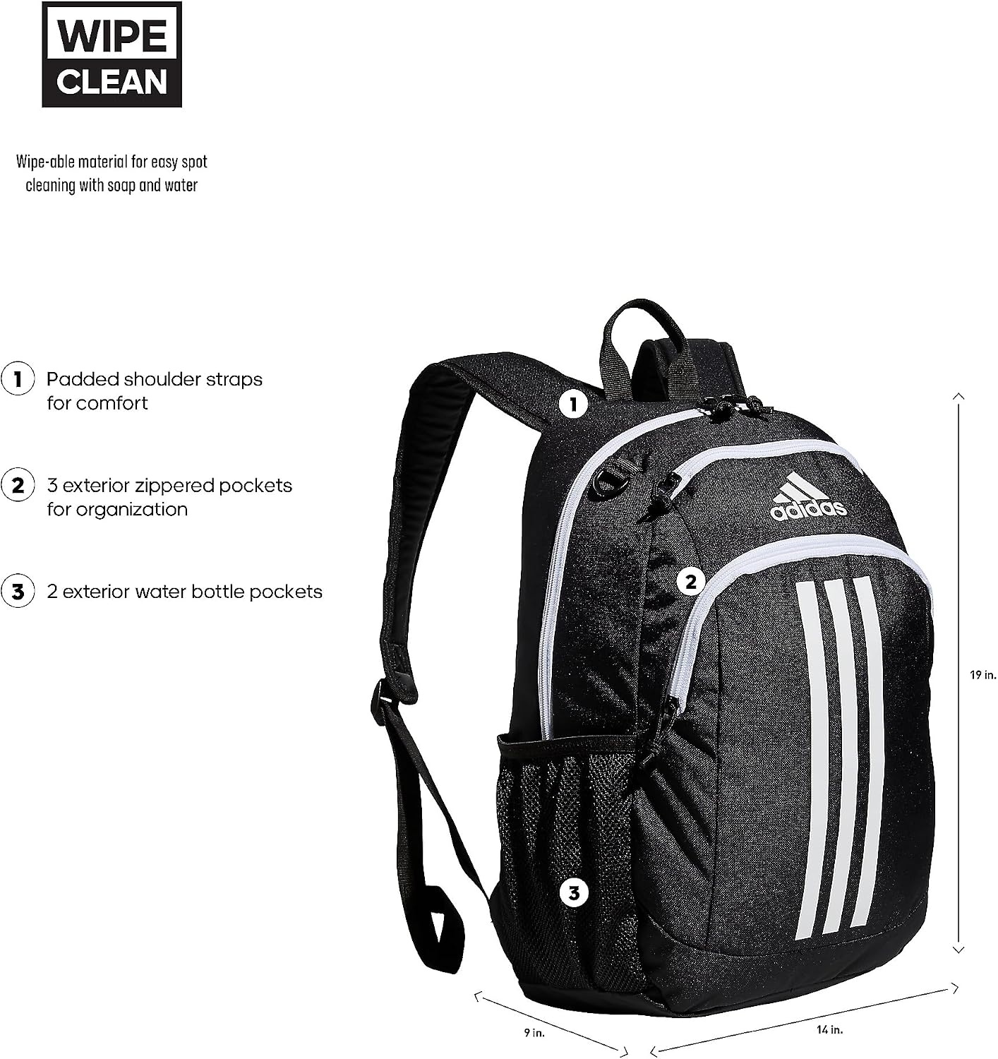 image:imageadidas Creator School Backpack 21L Padded Laptop Sleeve Durable Build RightSized For Kids Carries Comfortably Spills Wipe Away School Gym amp Travel ReadyBlackWhite2
