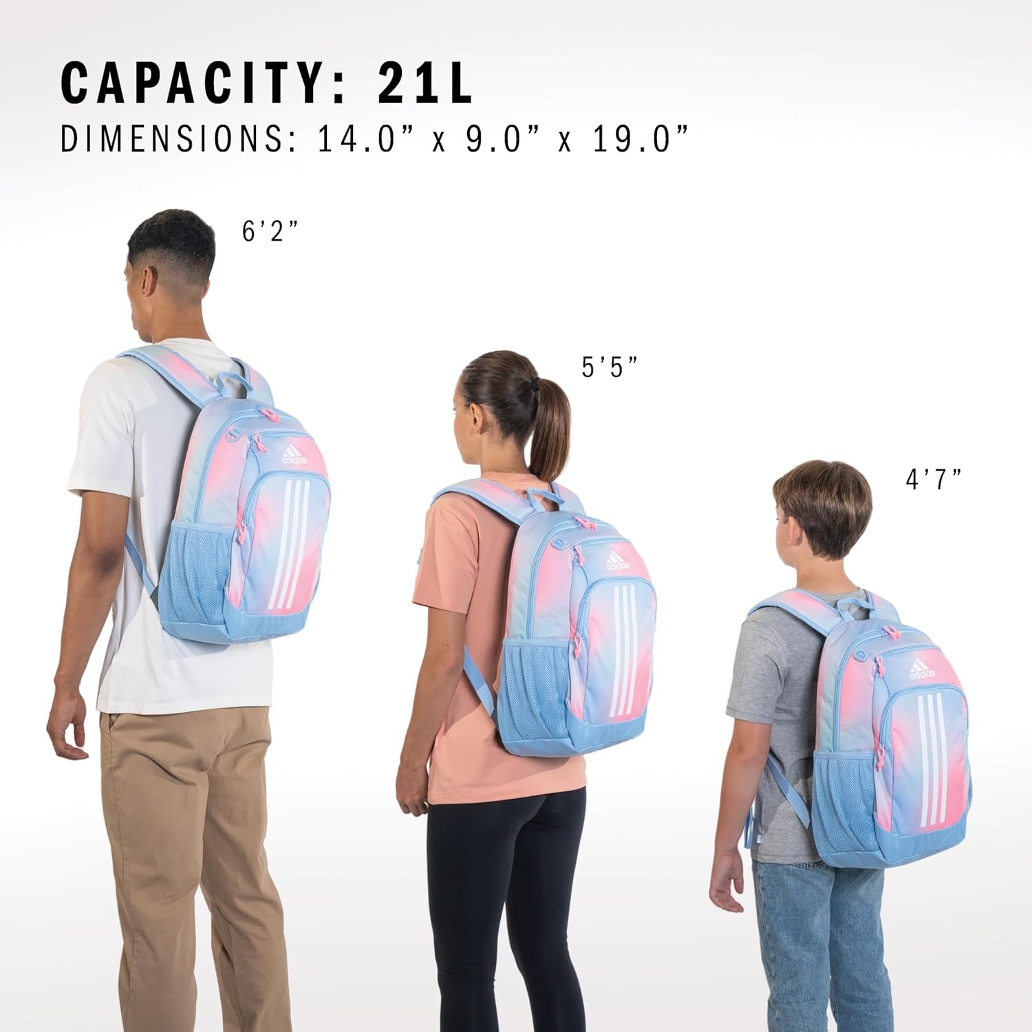 image:imageadidas Creator School Backpack 21L Padded Laptop Sleeve Durable Build RightSized For Kids Carries Comfortably Spills Wipe Away School Gym amp Travel ReadyDazed Gradient Clear SkyClear Sky BluePink Spark2