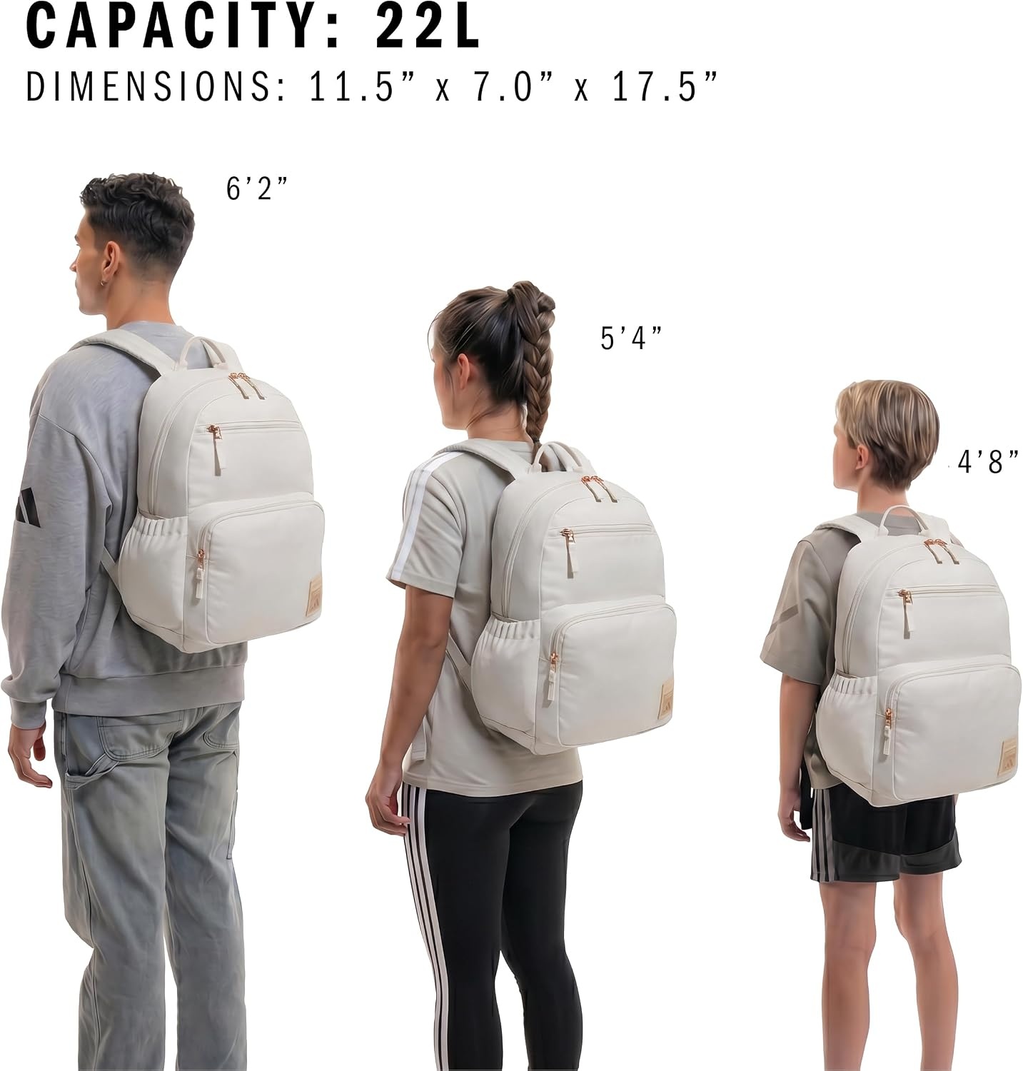 image:imageadidas Lineage Backpack for Laptop School and Travel 22LAlumina BeigeRose Gold