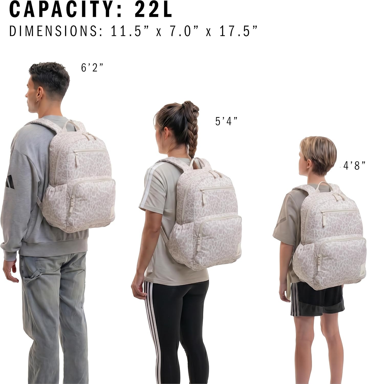 image:imageadidas Lineage Backpack for Laptop School and Travel 22LLeopard Print AluminaAlumina Beige