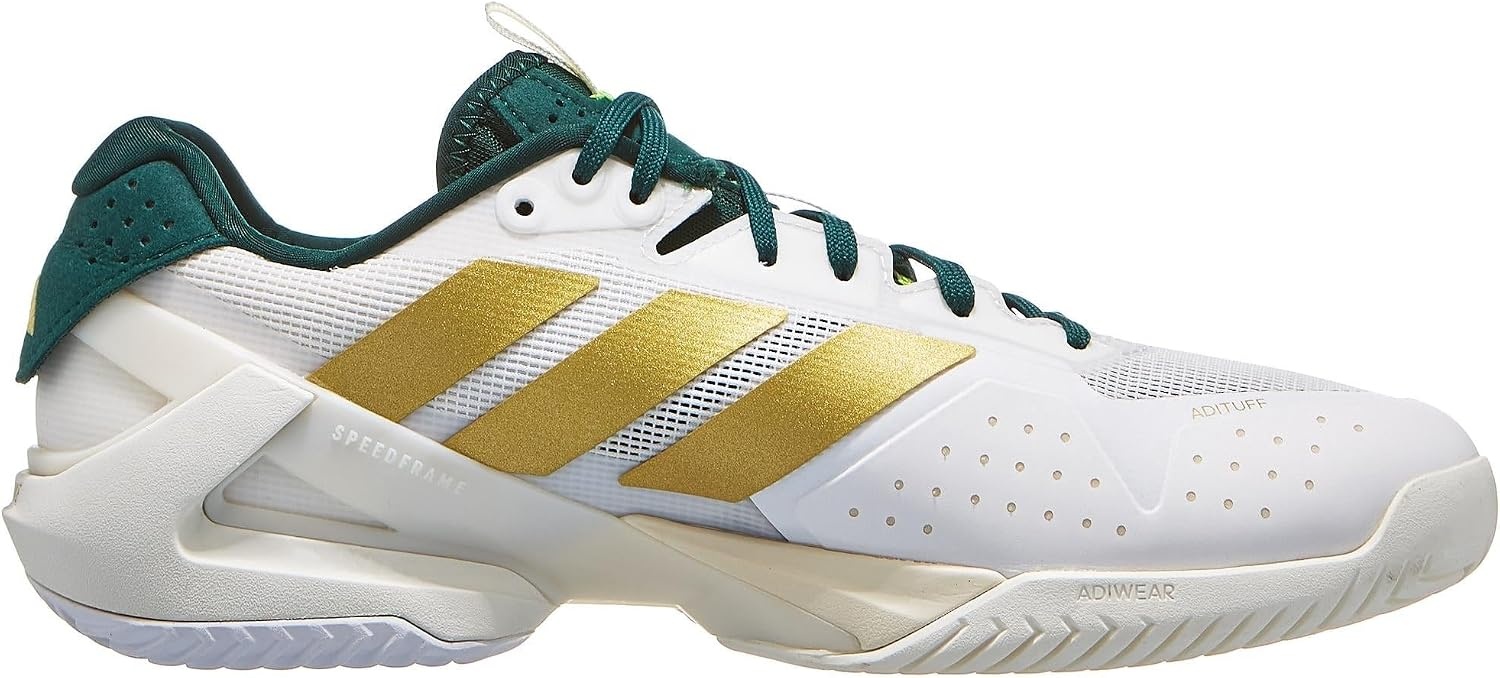image:imageadidas Mens Adizero Ubersonic 5 Tennis ShoesWhiteGold MetallicCollegiate Green