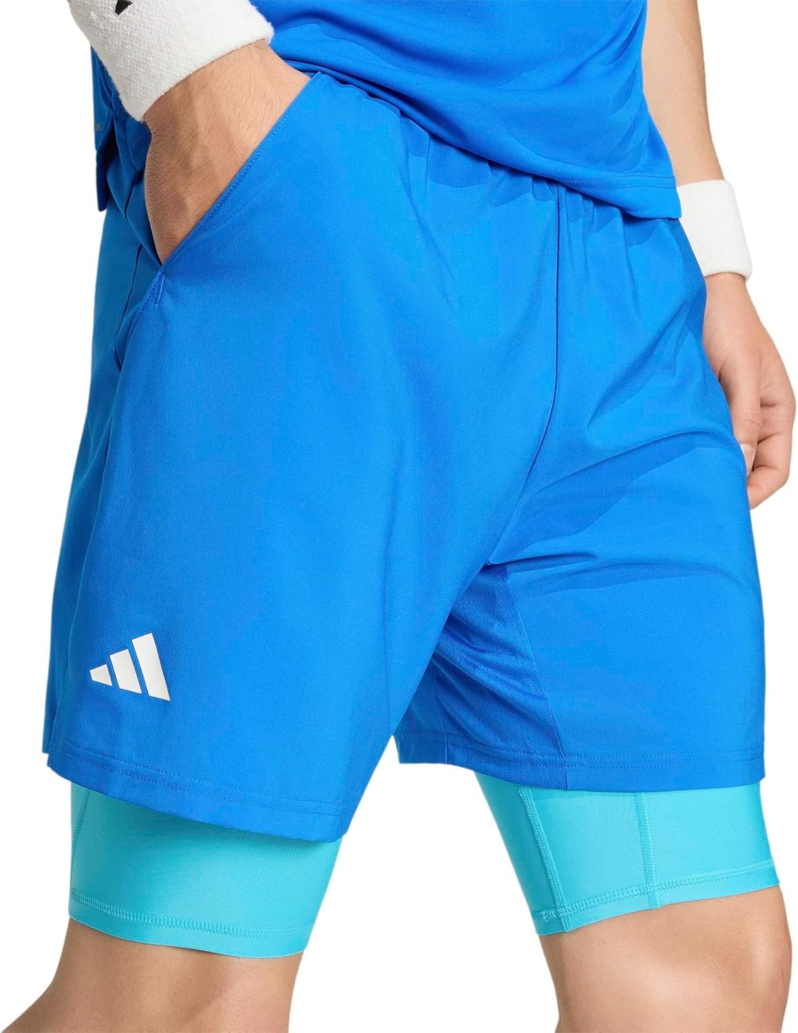 image:imageadidas Mens Club Climacool 2In1 Shorts Tennis Casual Bottoms Casual WhiteGlory Blue