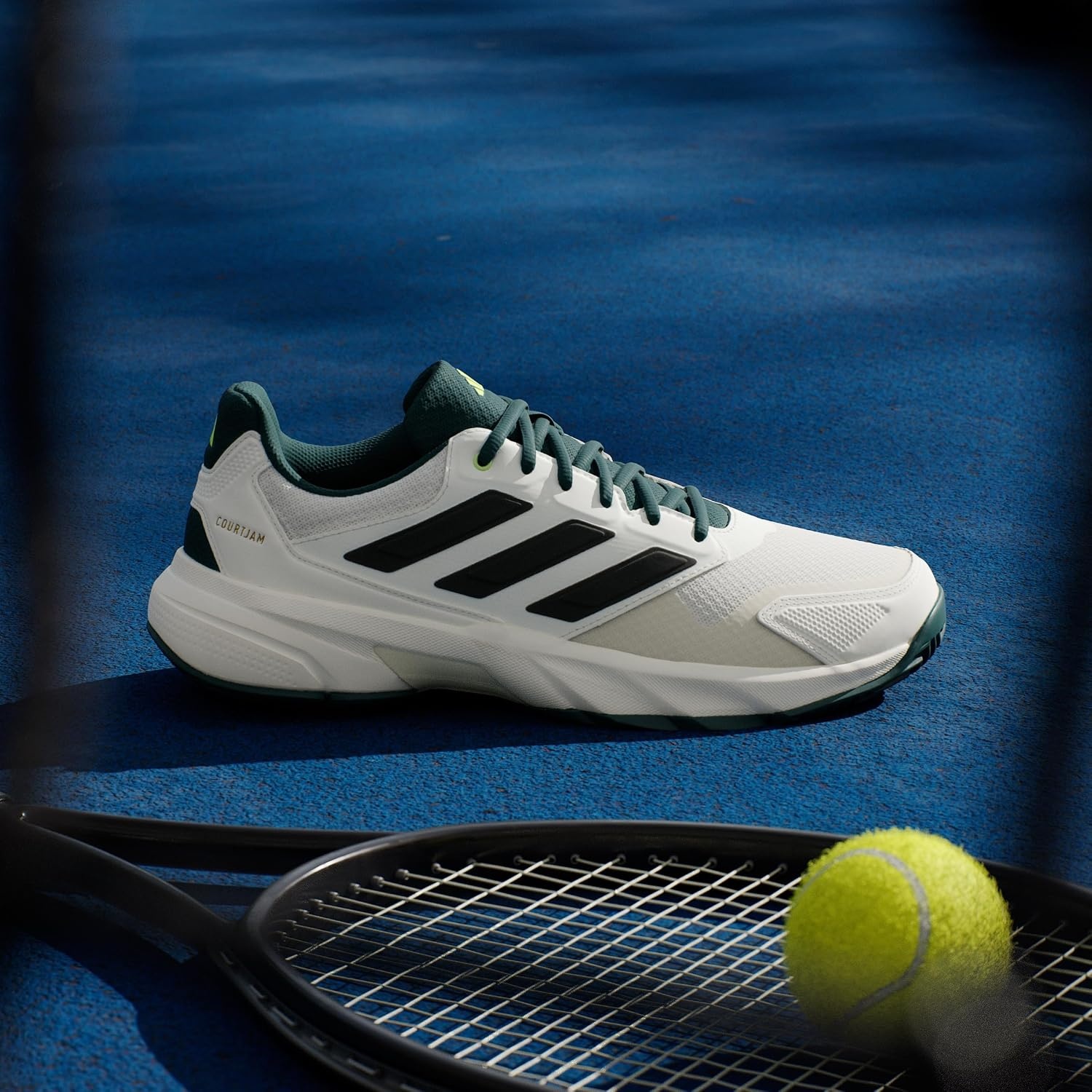 image:imageadidas Mens Courtjam Control 3 Tennis Sneakers Shoes WhiteOff WhiteSilver MetallicAurora Ivy