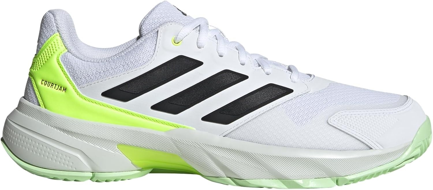 image:imageadidas Mens Courtjam Control 3 Tennis Sneakers Shoes WhiteWhiteBlackLucid Lemon