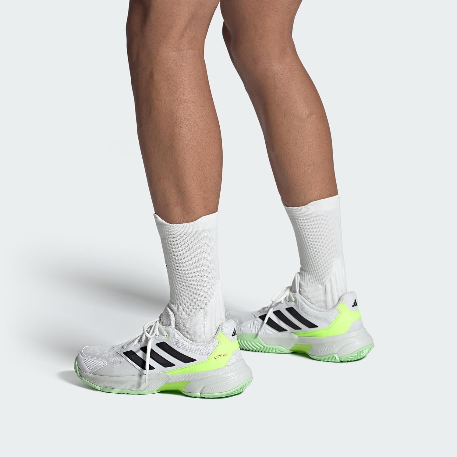 image:imageadidas Mens Courtjam Control 3 Tennis Sneakers Shoes WhiteWhiteBlackLucid Lemon