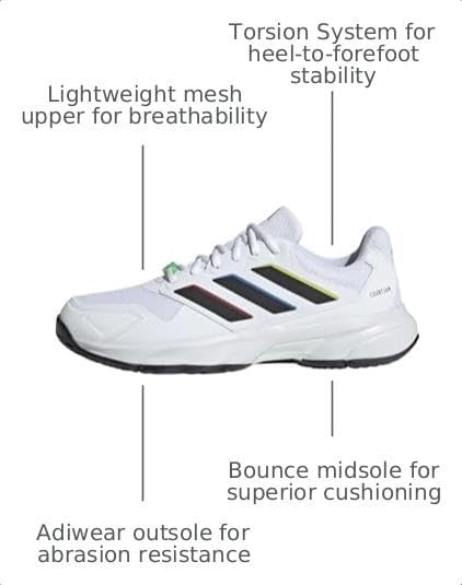 image:imageadidas Mens Courtjam Control 3 Tennis Sneakers Shoes WhiteWhiteBlackWhite