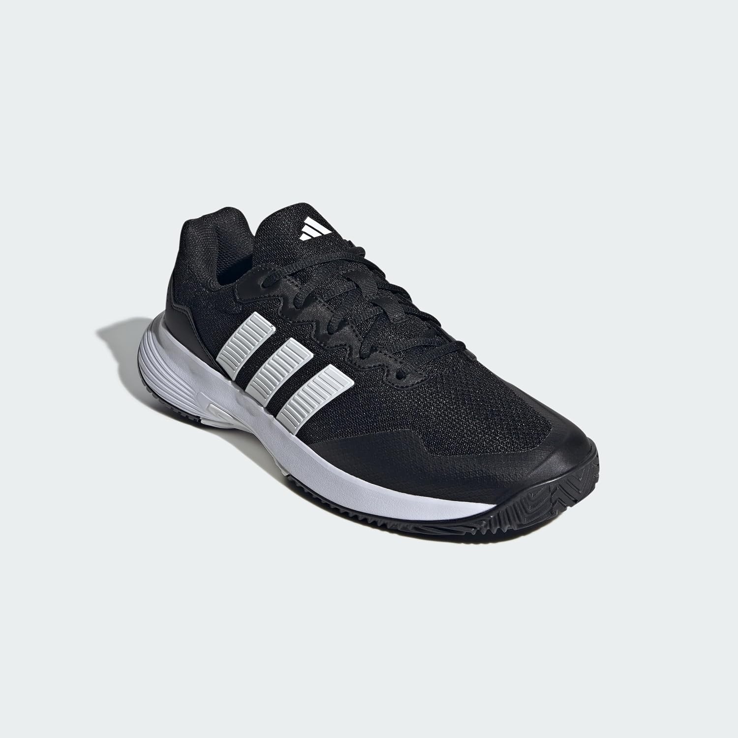 image:imageadidas Mens Gamecourt 2 Tennis ShoesBlackWhiteSilver Metallic