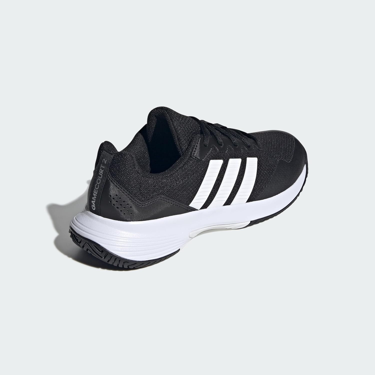 image:imageadidas Mens Gamecourt 2 Tennis ShoesBlackWhiteSilver Metallic