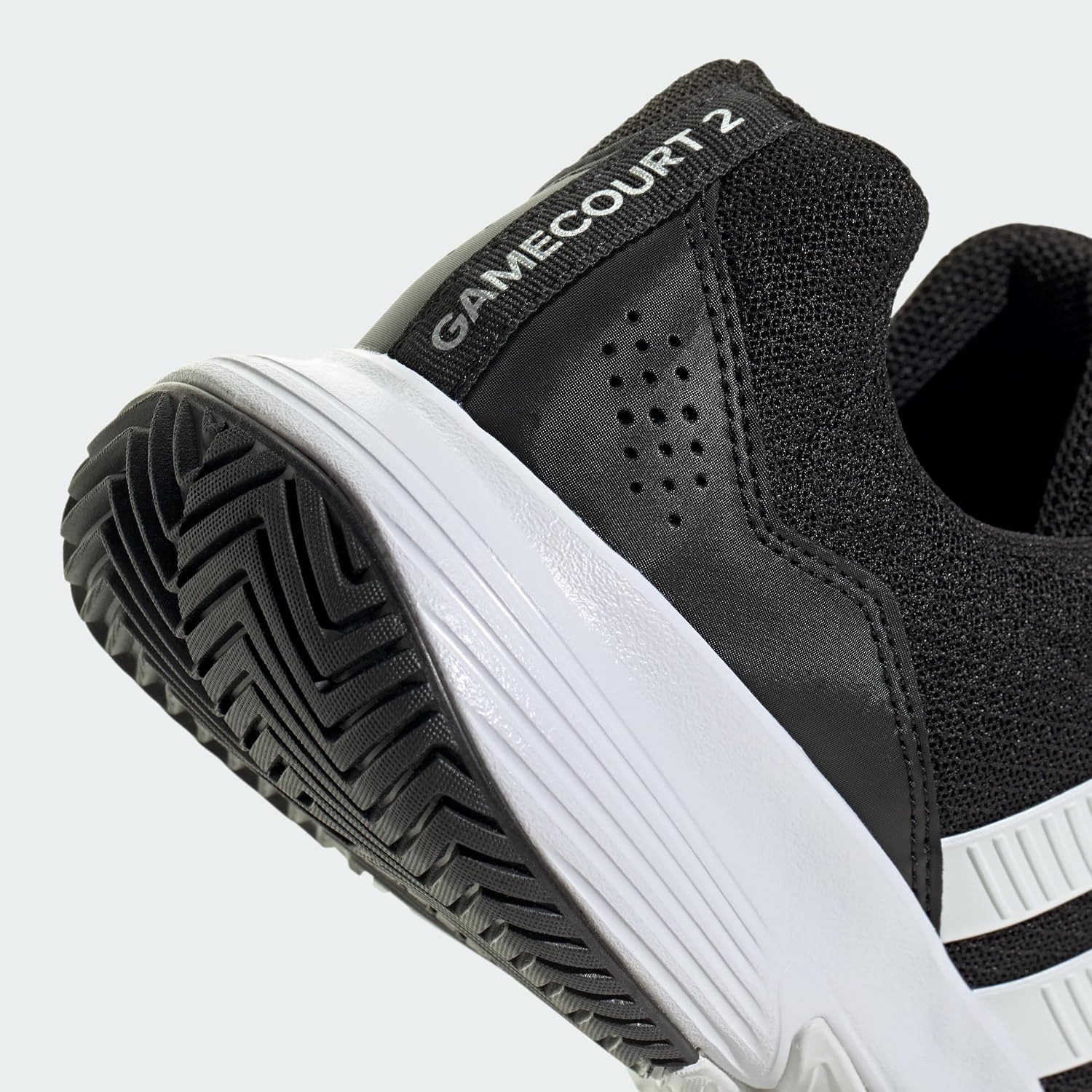image:imageadidas Mens Gamecourt 2 Tennis ShoesBlackWhiteSilver Metallic