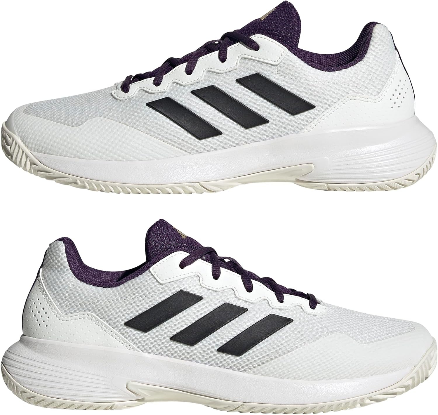 image:imageadidas Mens Gamecourt 2 Tennis ShoesWhiteBlackAurora Plum