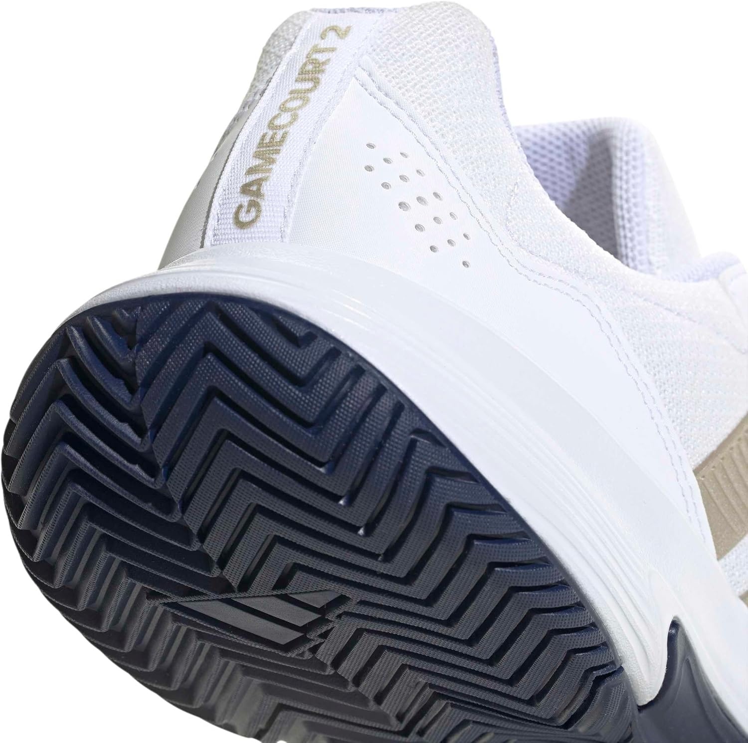 image:imageadidas Mens Gamecourt 2 Tennis ShoesWhiteCyber MetallicDark Blue