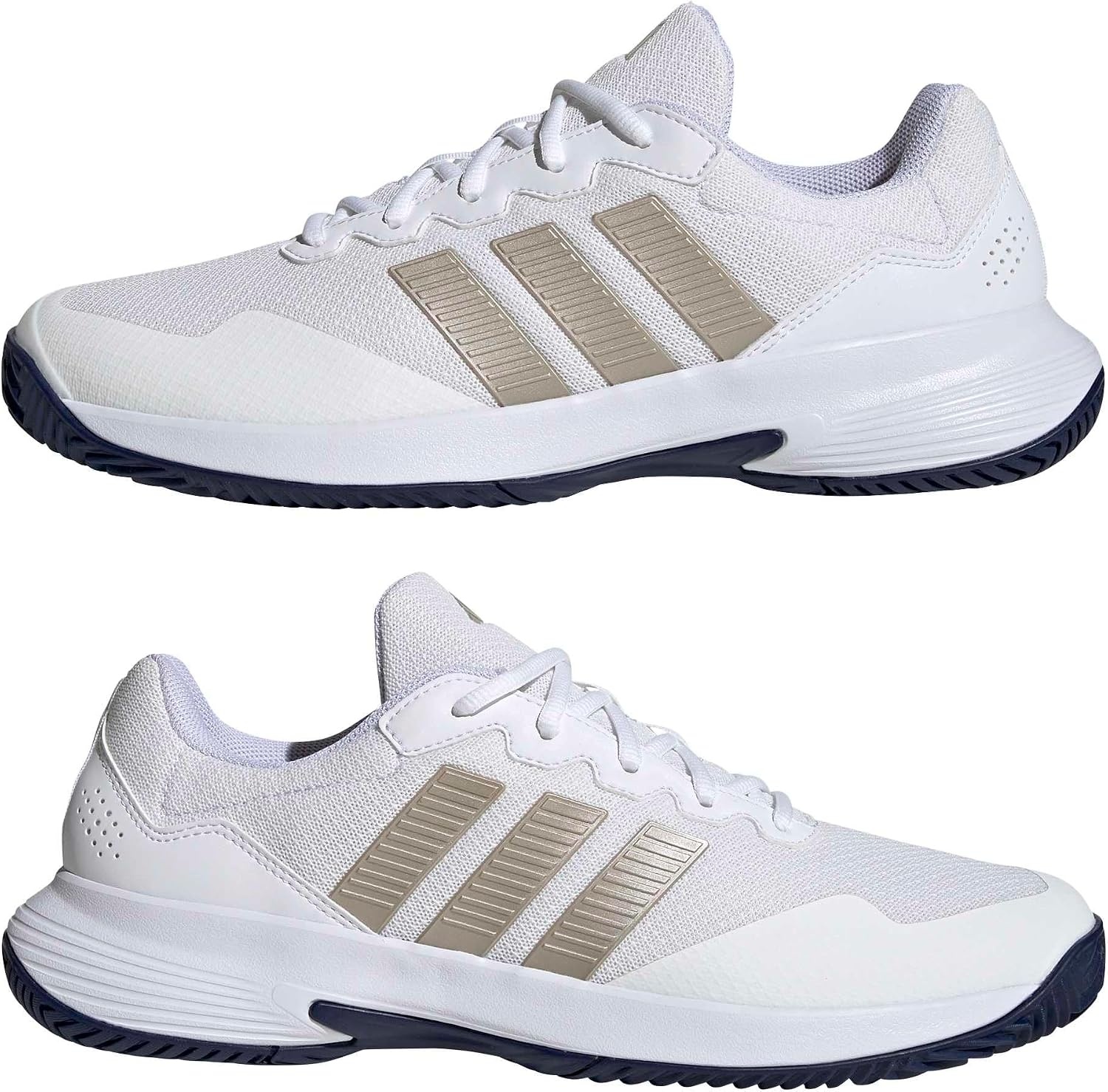 image:imageadidas Mens Gamecourt 2 Tennis ShoesWhiteCyber MetallicDark Blue