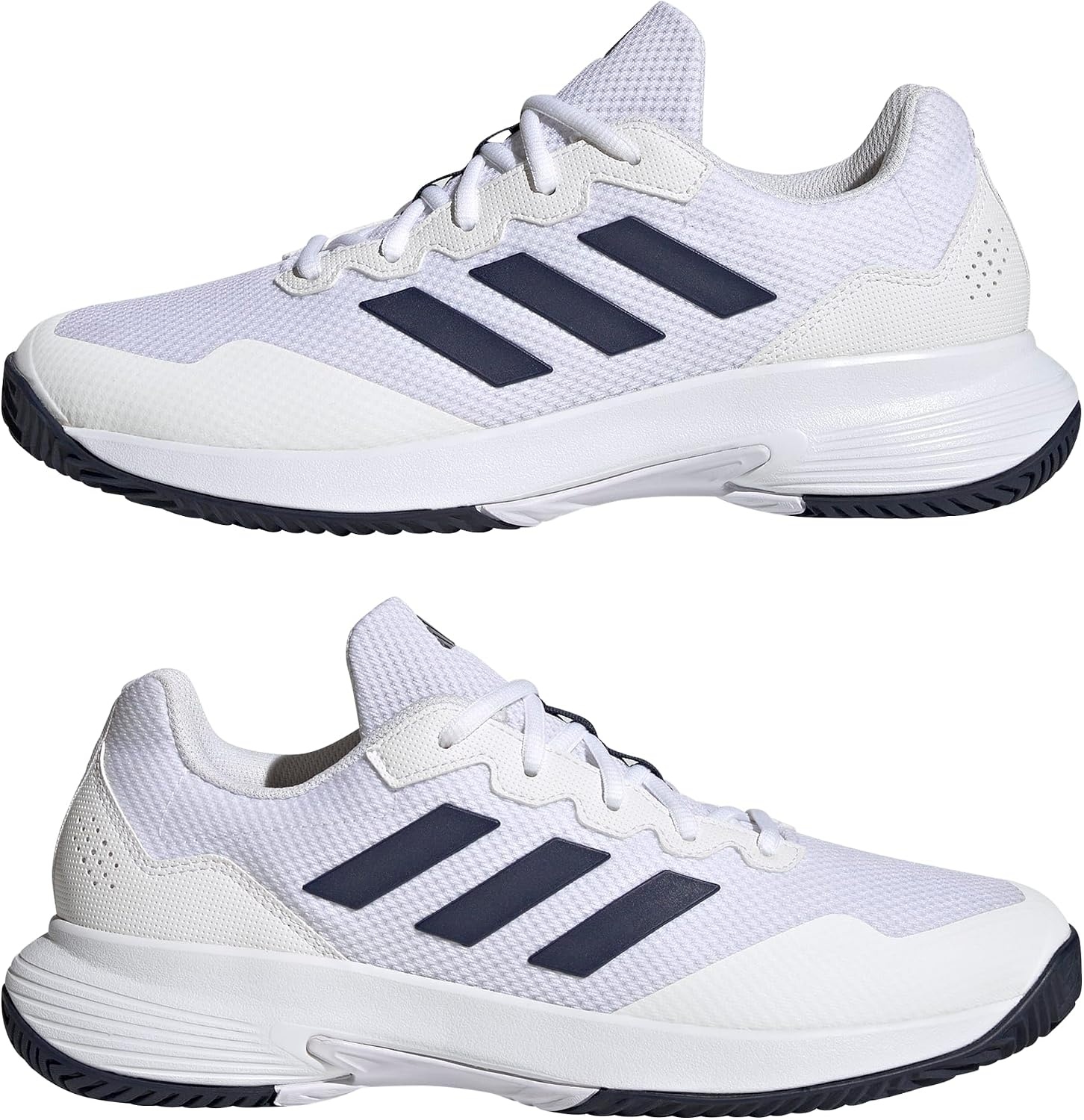 image:imageadidas Mens Gamecourt 2 Tennis ShoesWhiteTeam Navy BlueWhite