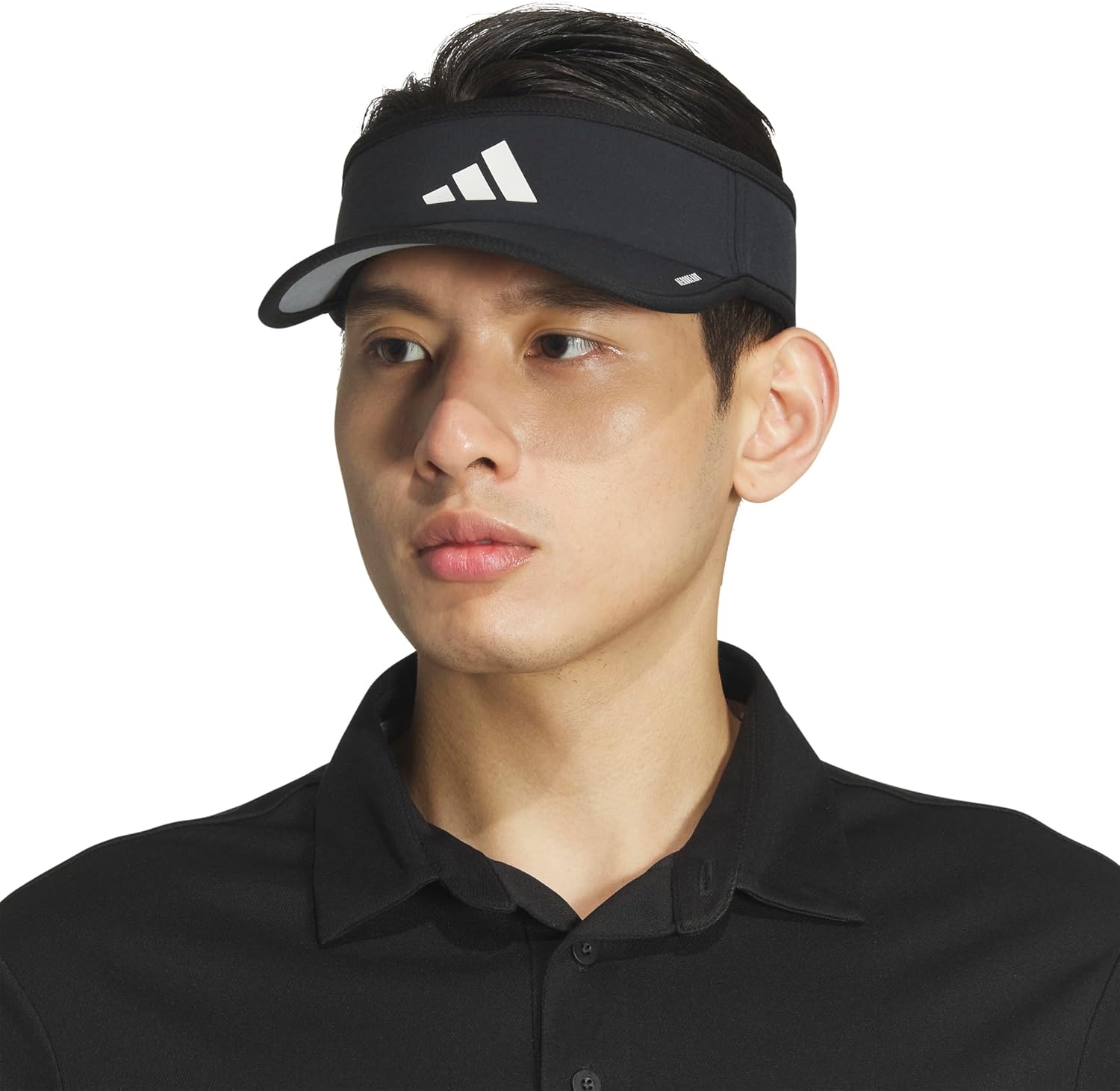 image:imageadidas Mens Superlite Visor OpenTop Design MoistureWicking Sweatband Adjustable Fit 3Stripes Side Detail DialIn Your Fit AllDay Sun ComfortBlackWhite3