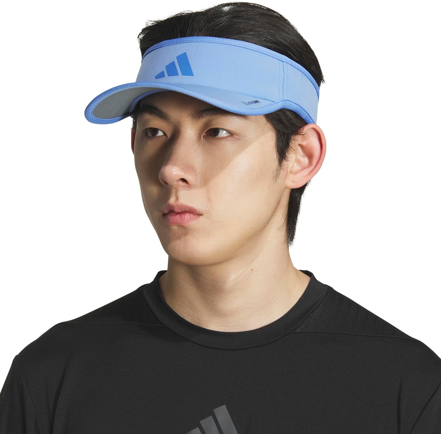 image:imageadidas Mens Superlite Visor OpenTop Design MoistureWicking Sweatband Adjustable Fit 3Stripes Side Detail DialIn Your Fit AllDay Sun ComfortBlue FusionHires Blue3