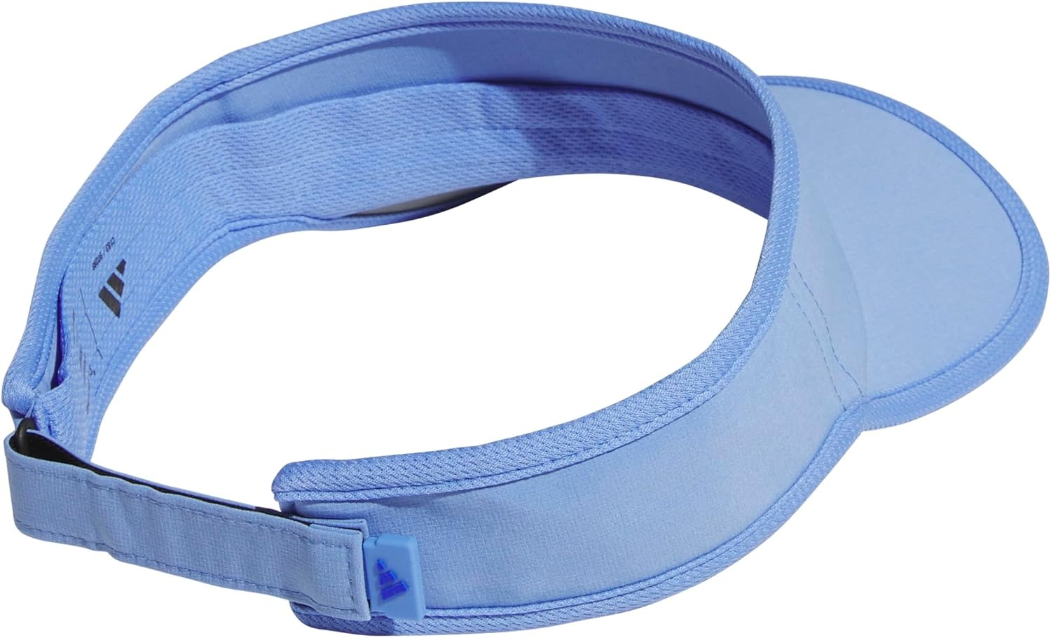 image:imageadidas Mens Superlite Visor OpenTop Design MoistureWicking Sweatband Adjustable Fit 3Stripes Side Detail DialIn Your Fit AllDay Sun ComfortBlue FusionHires Blue3