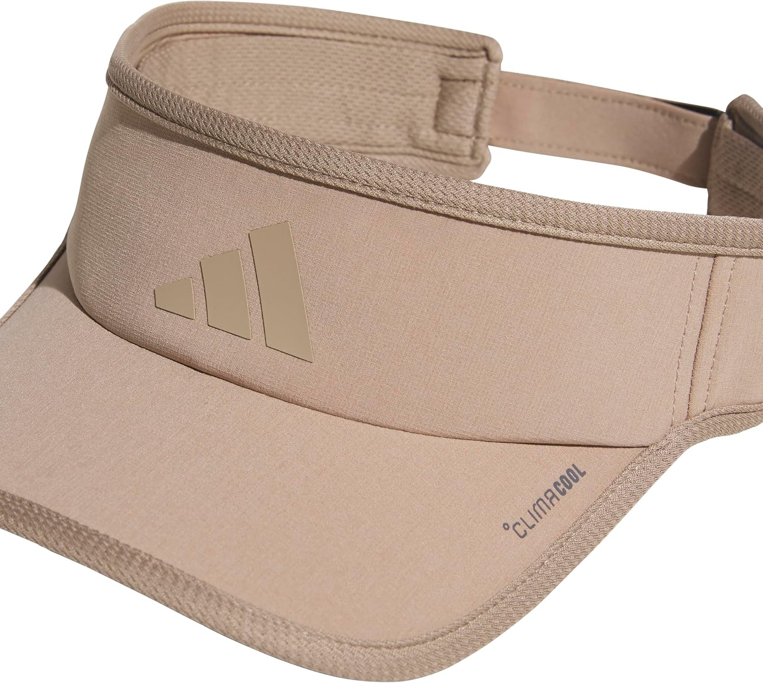 image:imageadidas Mens Superlite Visor OpenTop Design MoistureWicking Sweatband Adjustable Fit 3Stripes Side Detail DialIn Your Fit AllDay Sun ComfortChalky Brown3