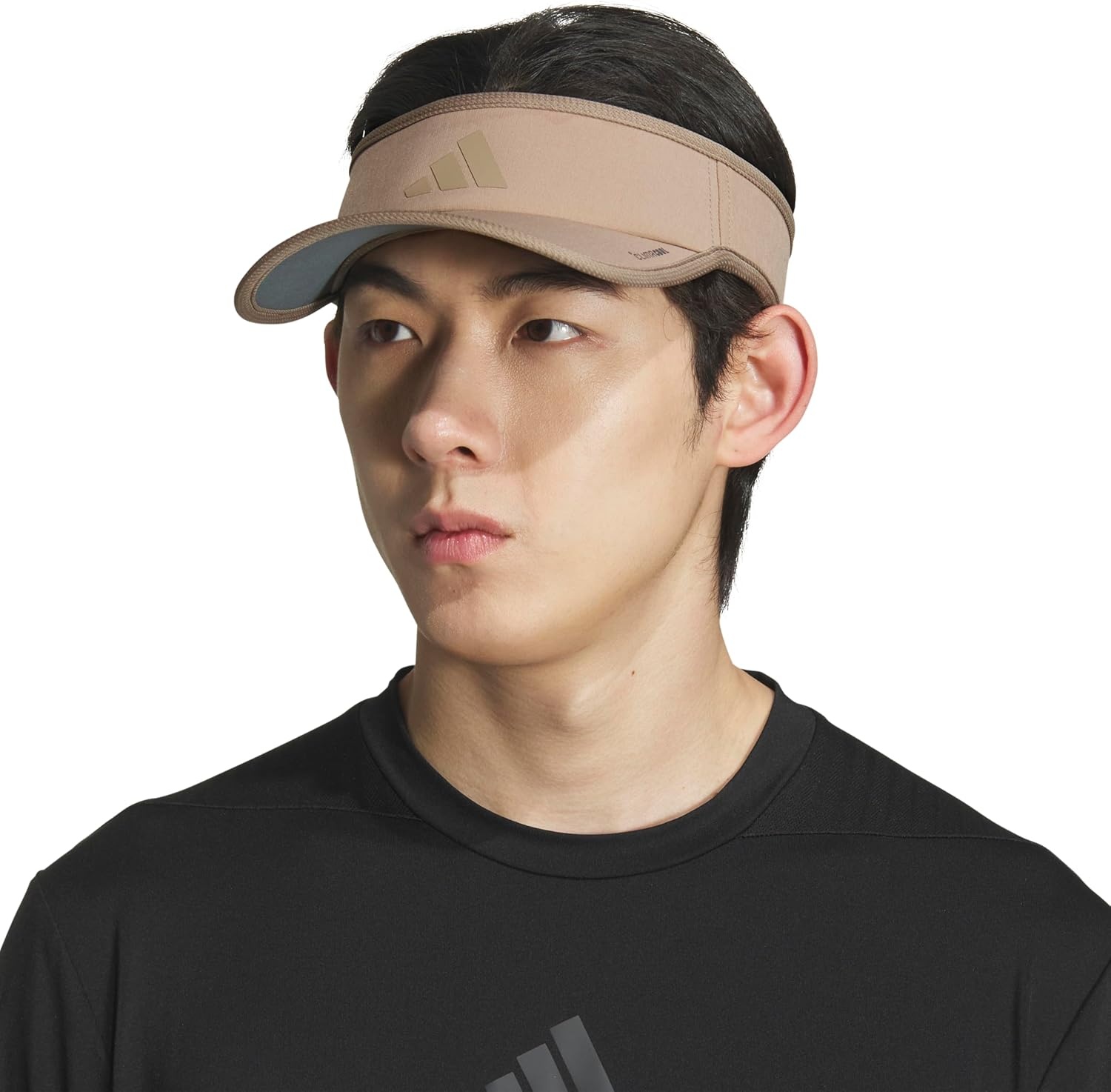 image:imageadidas Mens Superlite Visor OpenTop Design MoistureWicking Sweatband Adjustable Fit 3Stripes Side Detail DialIn Your Fit AllDay Sun ComfortChalky Brown3