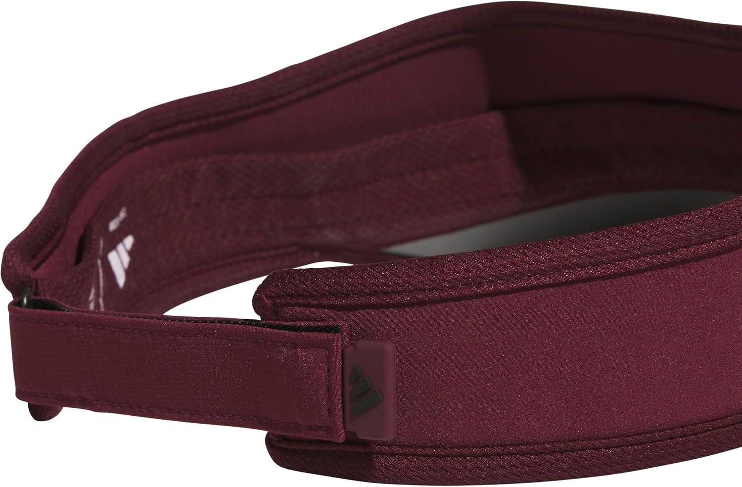 image:imageadidas Mens Superlite Visor OpenTop Design MoistureWicking Sweatband Adjustable Fit 3Stripes Side Detail DialIn Your Fit AllDay Sun ComfortMaroonBlack3