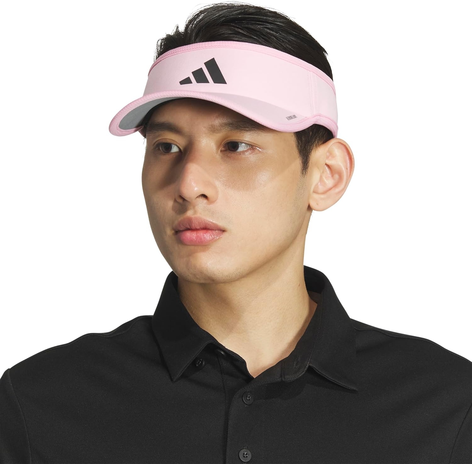image:imageadidas Mens Superlite Visor OpenTop Design MoistureWicking Sweatband Adjustable Fit 3Stripes Side Detail DialIn Your Fit AllDay Sun ComfortTrue PinkBlack3