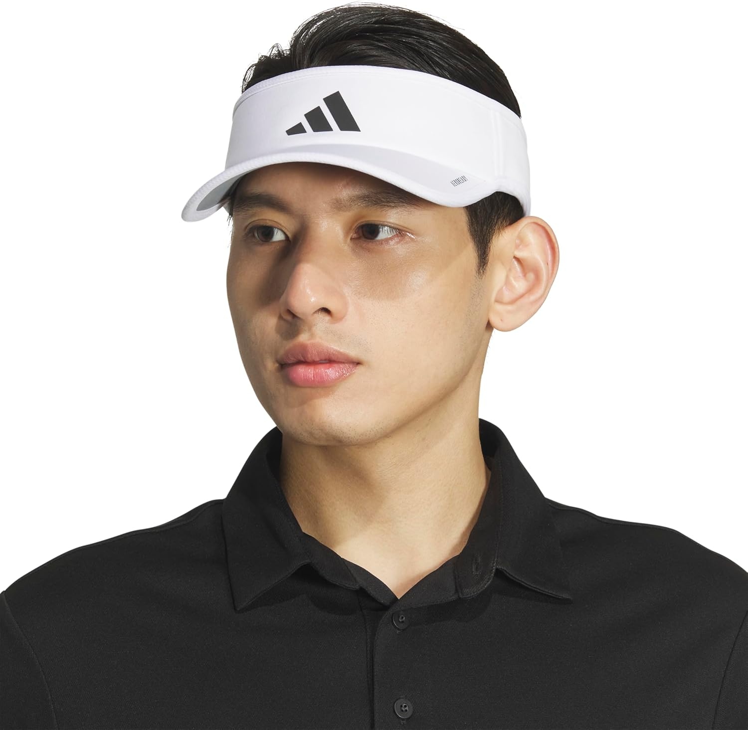 image:imageadidas Mens Superlite Visor OpenTop Design MoistureWicking Sweatband Adjustable Fit 3Stripes Side Detail DialIn Your Fit AllDay Sun ComfortWhiteBlack3