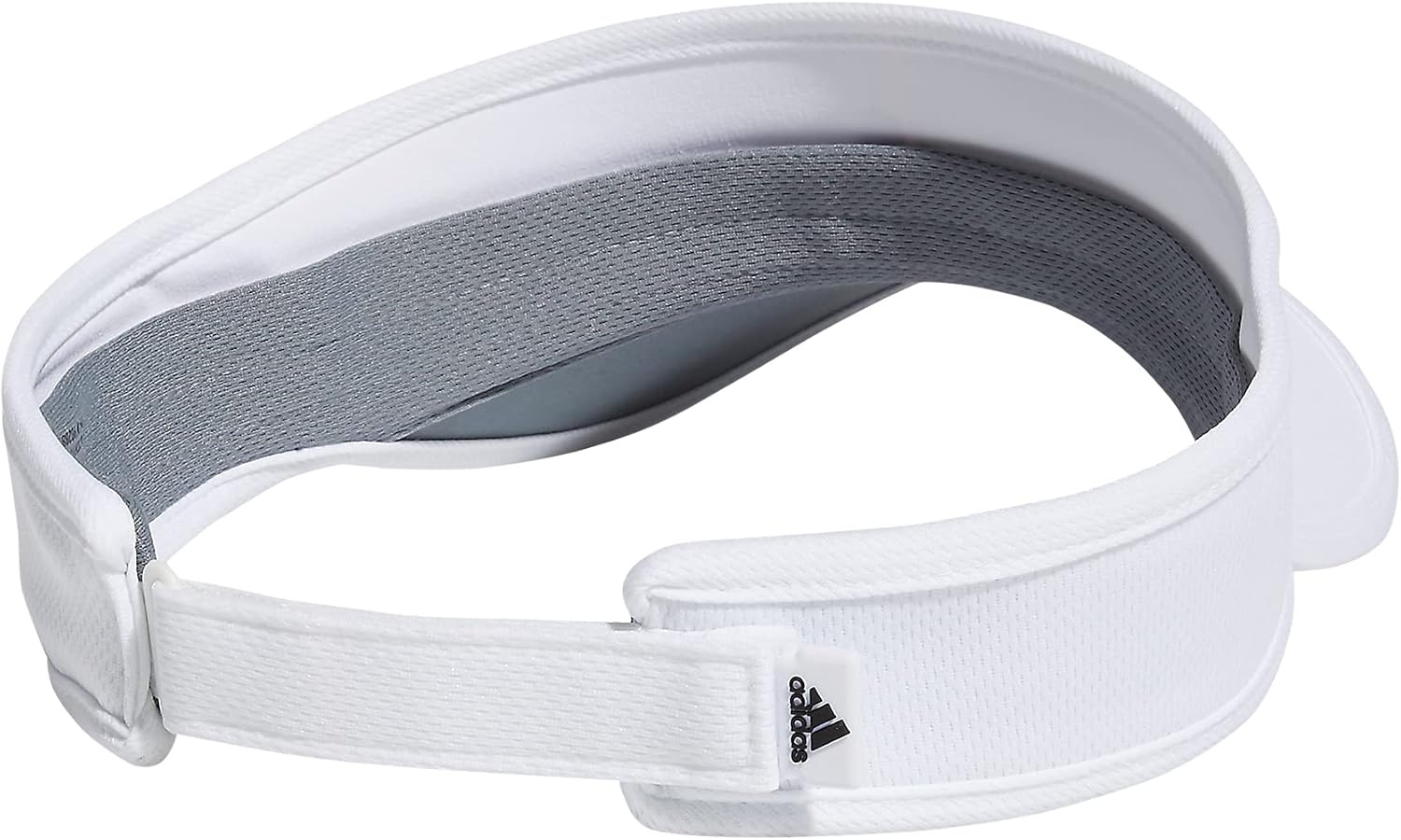 image:imageadidas Mens Superlite Visor OpenTop Design MoistureWicking Sweatband Adjustable Fit 3Stripes Side Detail DialIn Your Fit AllDay Sun ComfortWhiteBlack Reflective2