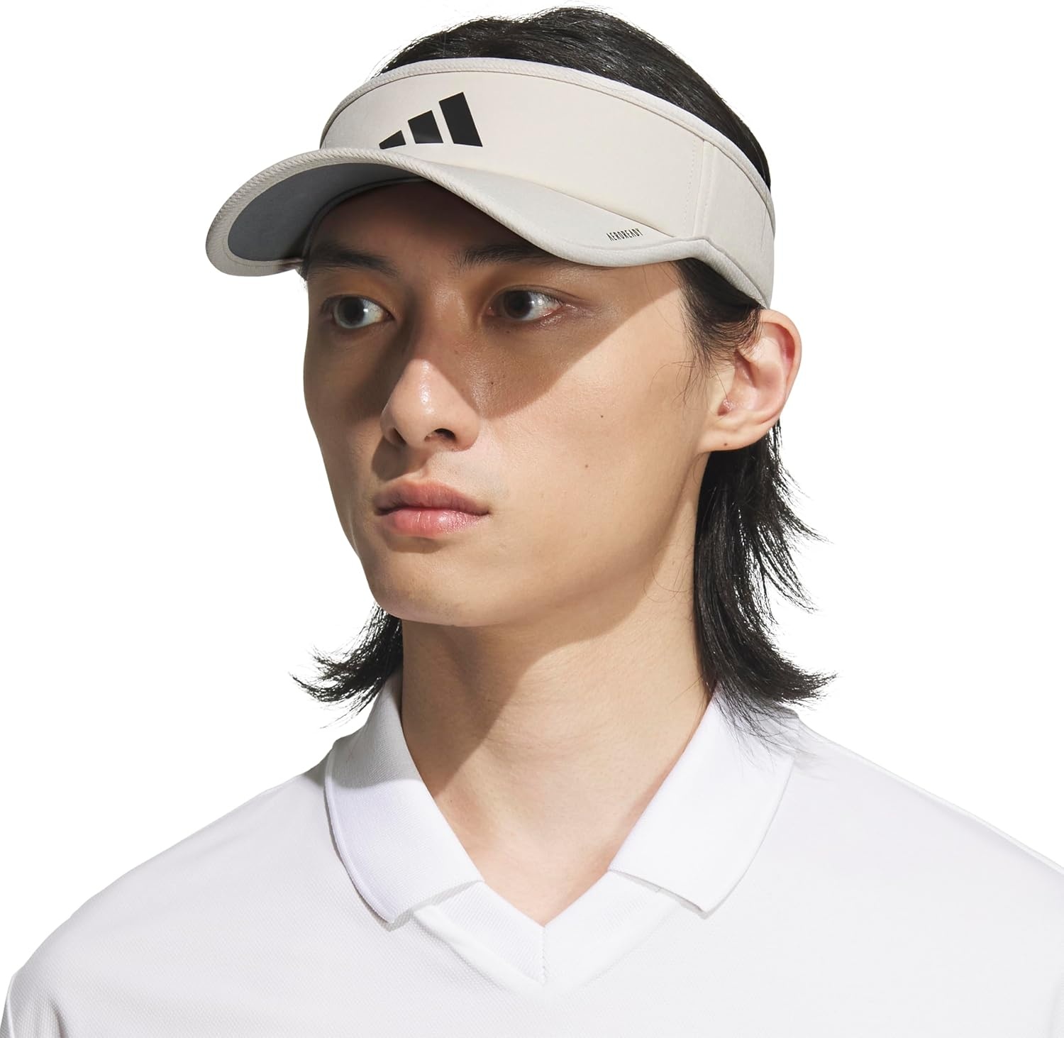 image:imageadidas Mens Superlite Visor OpenTop Design MoistureWicking Sweatband Adjustable Fit 3Stripes Side Detail DialIn Your Fit AllDay Sun ComfortWonder Alumina GreyBlack3